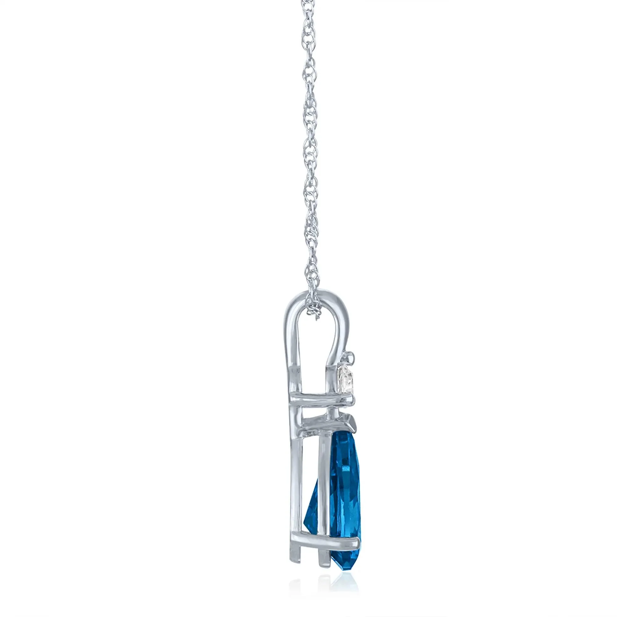 Topaz and Lab-Created White Sapphire Pendant Necklace 10K White Gold Size 18" - Image 2