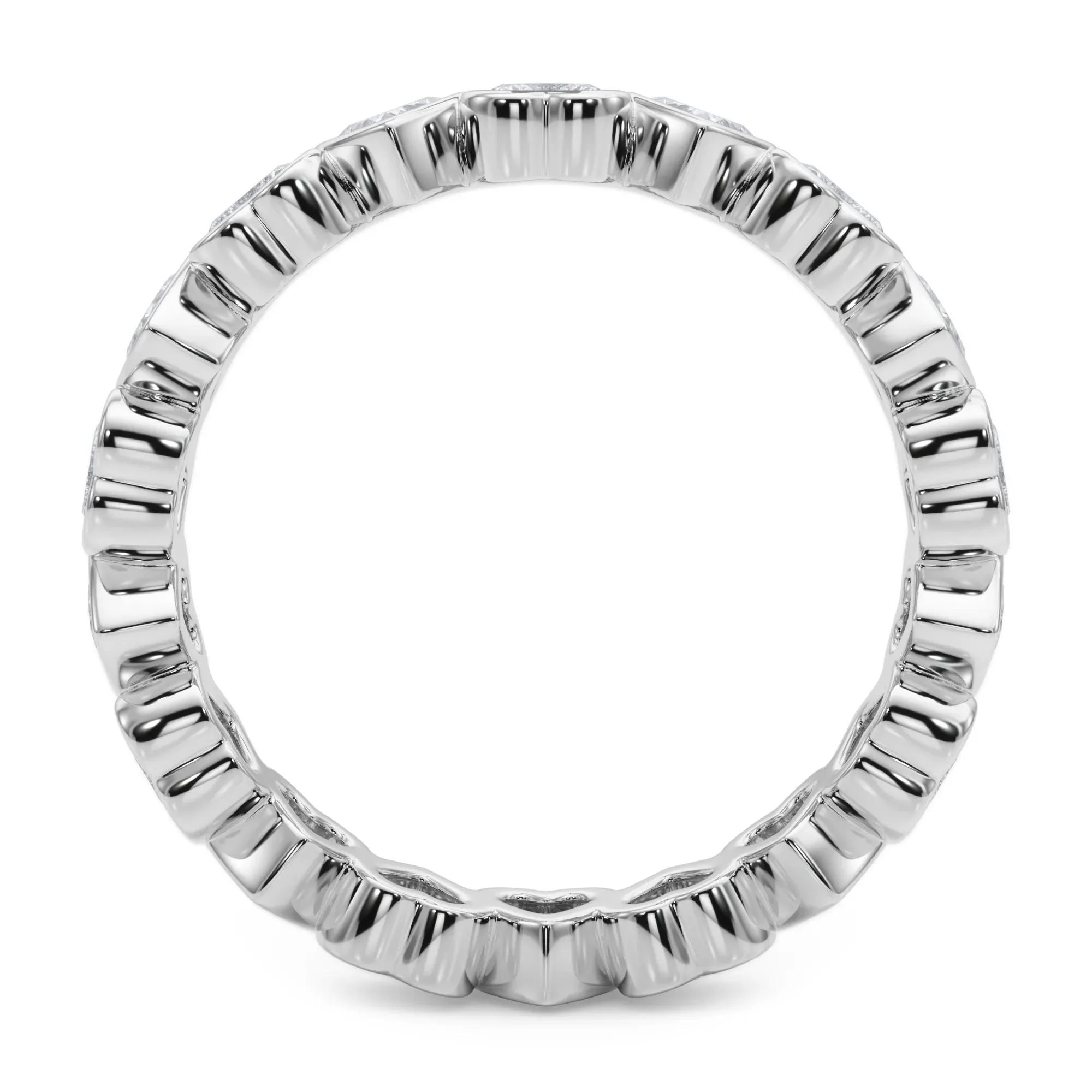 2 CT. Tw. Lab Grown Diamond Heart Bezel Eternity Band Ring 14K White Gold Size 8 2.5mm - Image 2