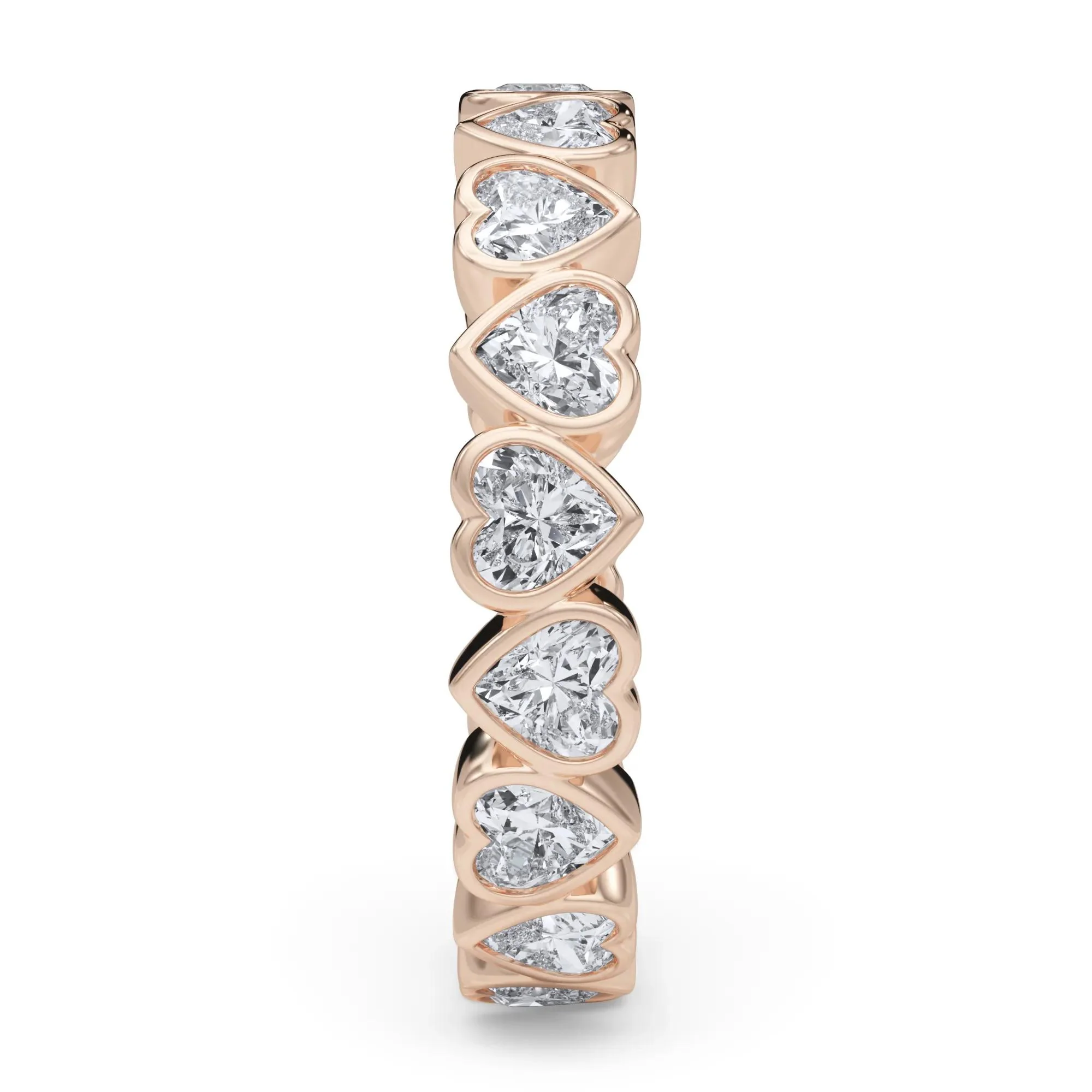 2 CT. Tw. Lab Grown Diamond Heart Bezel Eternity Band Ring 14K Rose Gold Size 6 2.5mm - Image 3