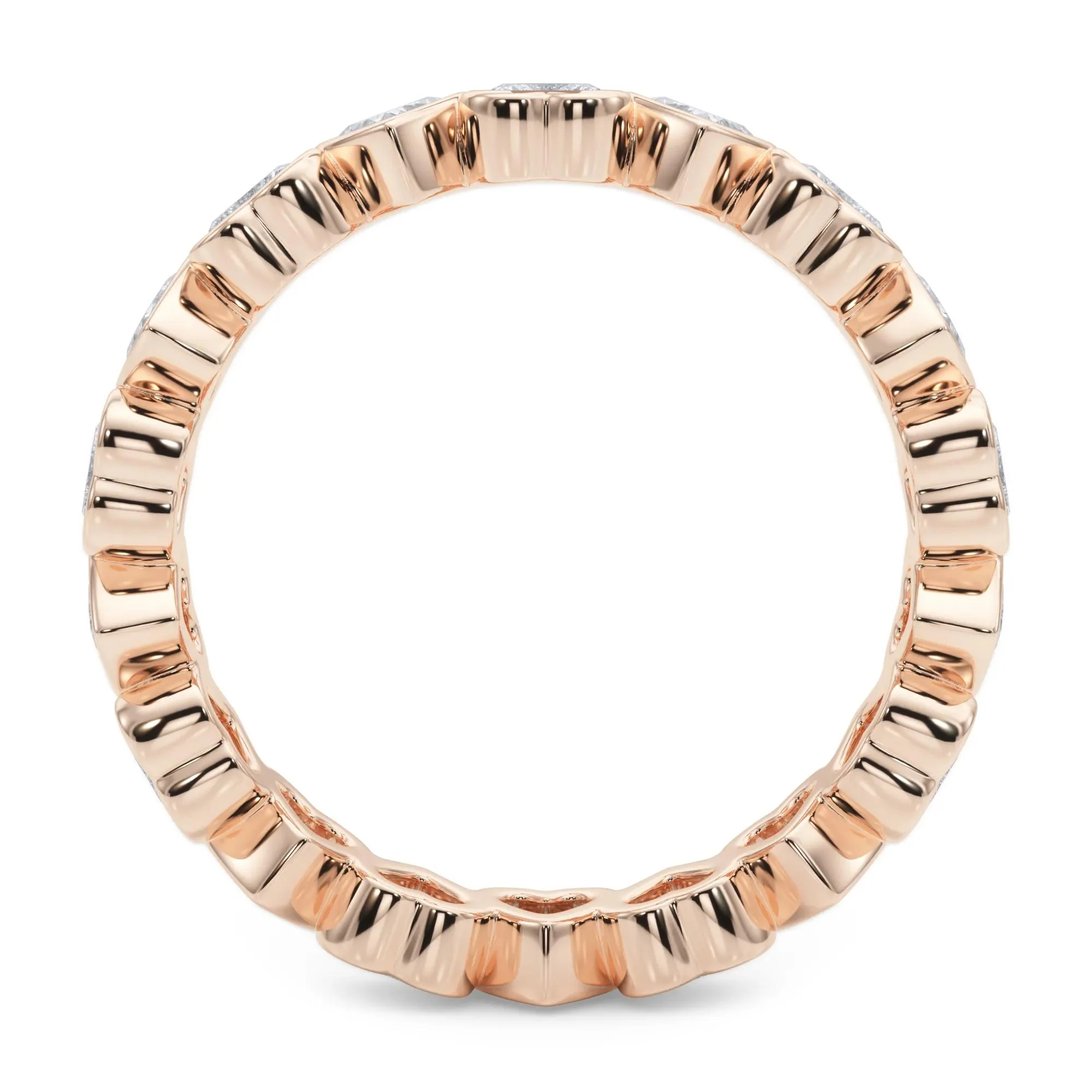 2 CT. Tw. Lab Grown Diamond Heart Bezel Eternity Band Ring 14K Rose Gold Size 6.5 2.5mm - Image 2