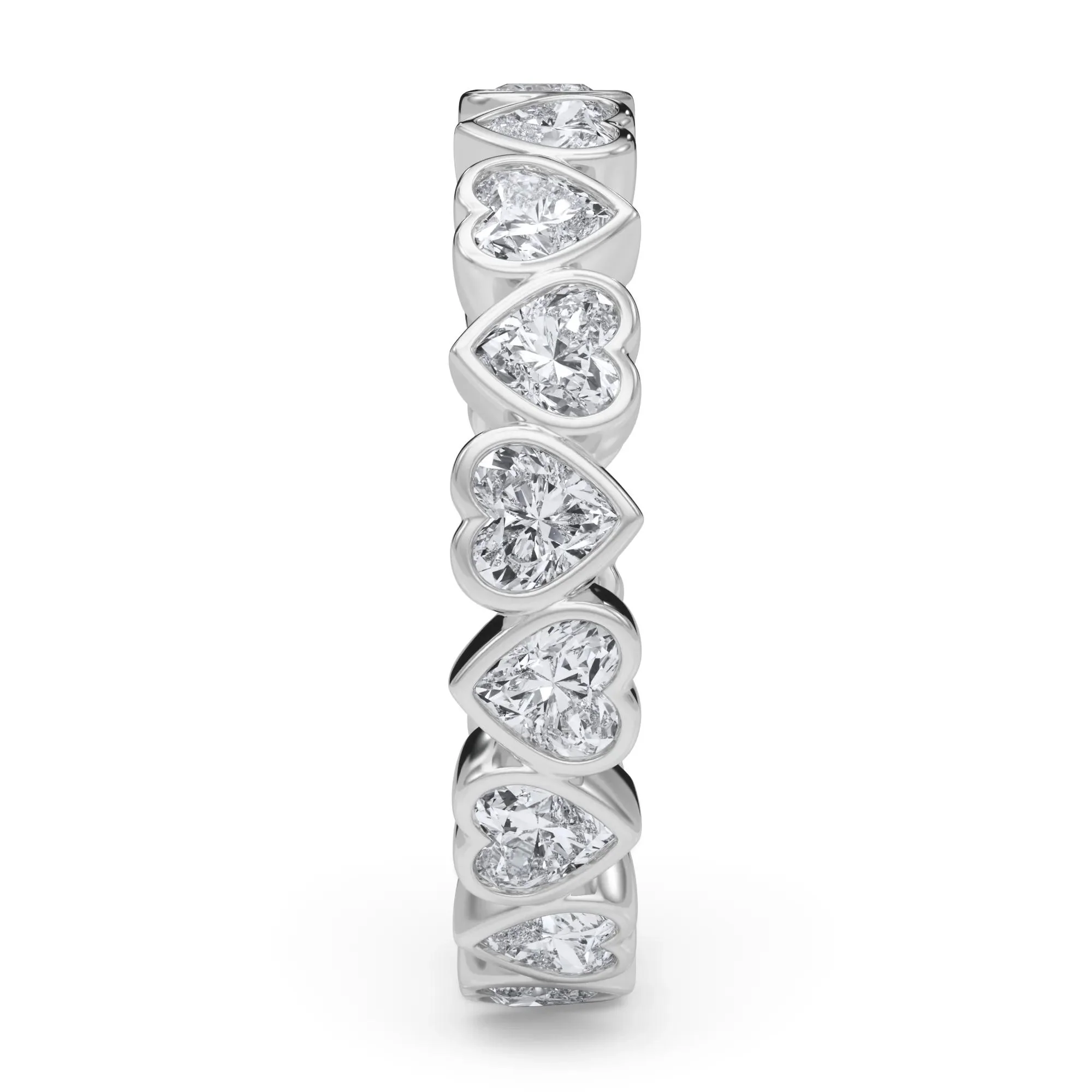 2 CT. Tw. Lab Grown Diamond Heart Bezel Eternity Band Ring Platinum White Size 4 2.5mm - Image 3