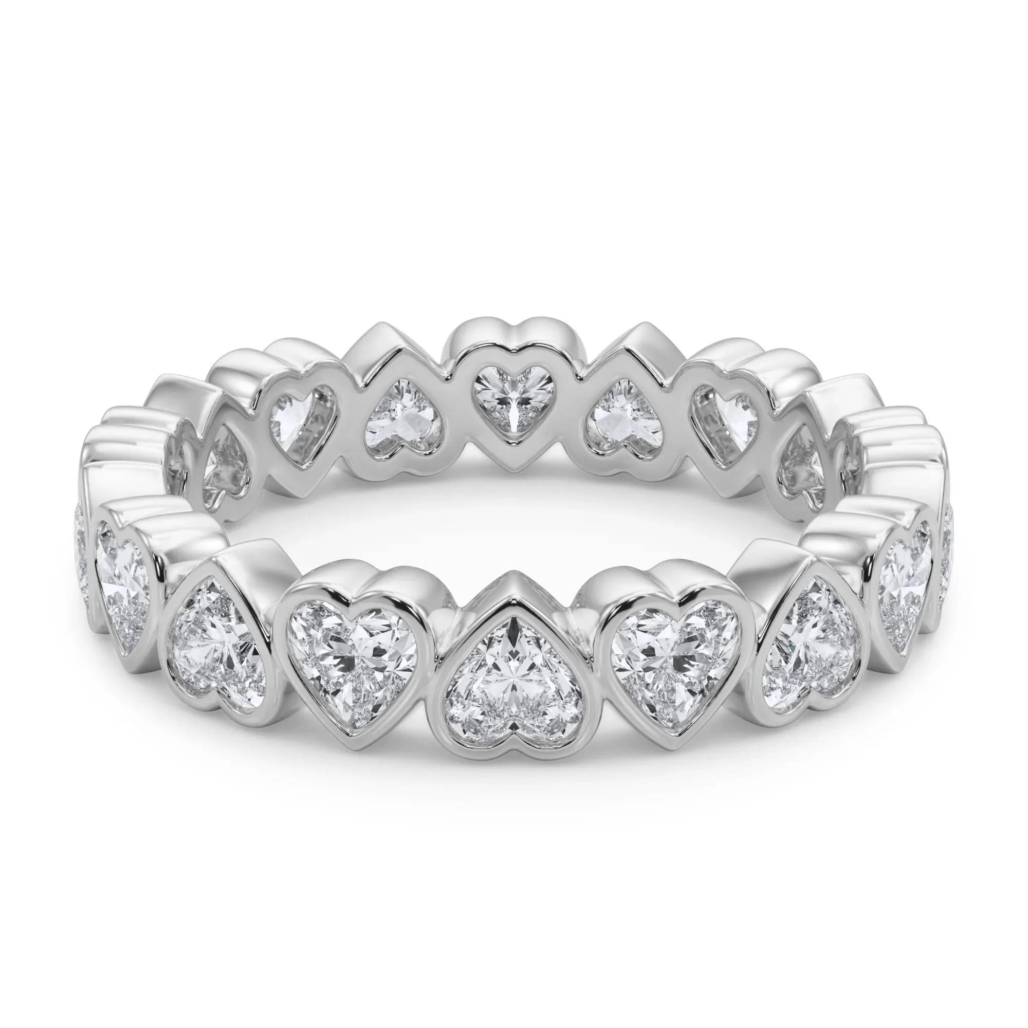 2 CT. Tw. Lab Grown Diamond Heart Bezel Eternity Band Ring Platinum White Size 4.5 2.5mm - Image 4