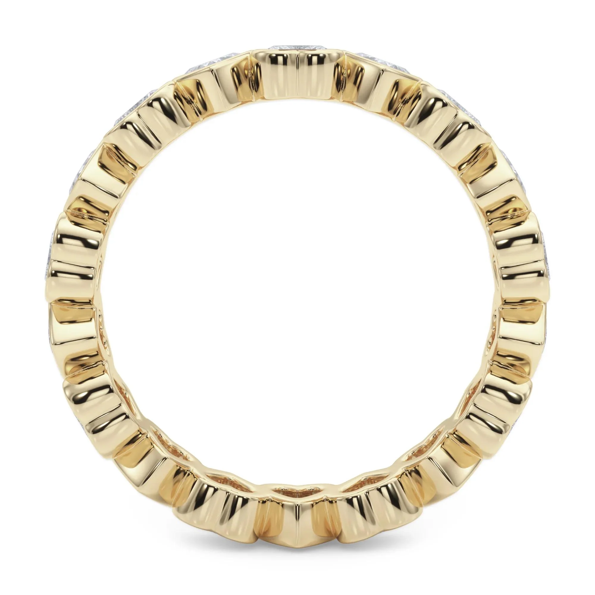 2 CT. Tw. Lab Grown Diamond Heart Bezel Eternity Band Ring 14K Yellow Gold Size 4.5 2.5mm - Image 2