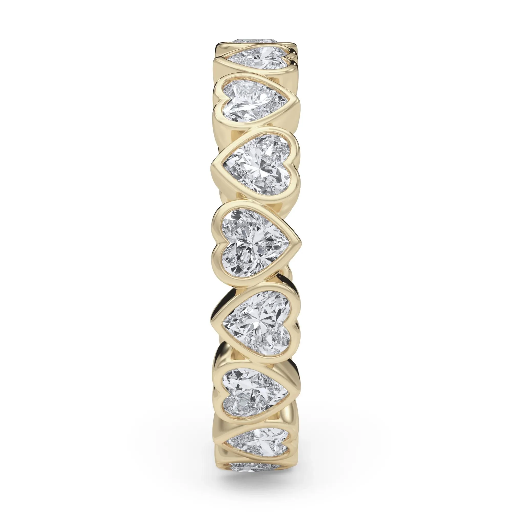 2 CT. Tw. Lab Grown Diamond Heart Bezel Eternity Band Ring 14K Yellow Gold Size 6.5 2.5mm - Image 3