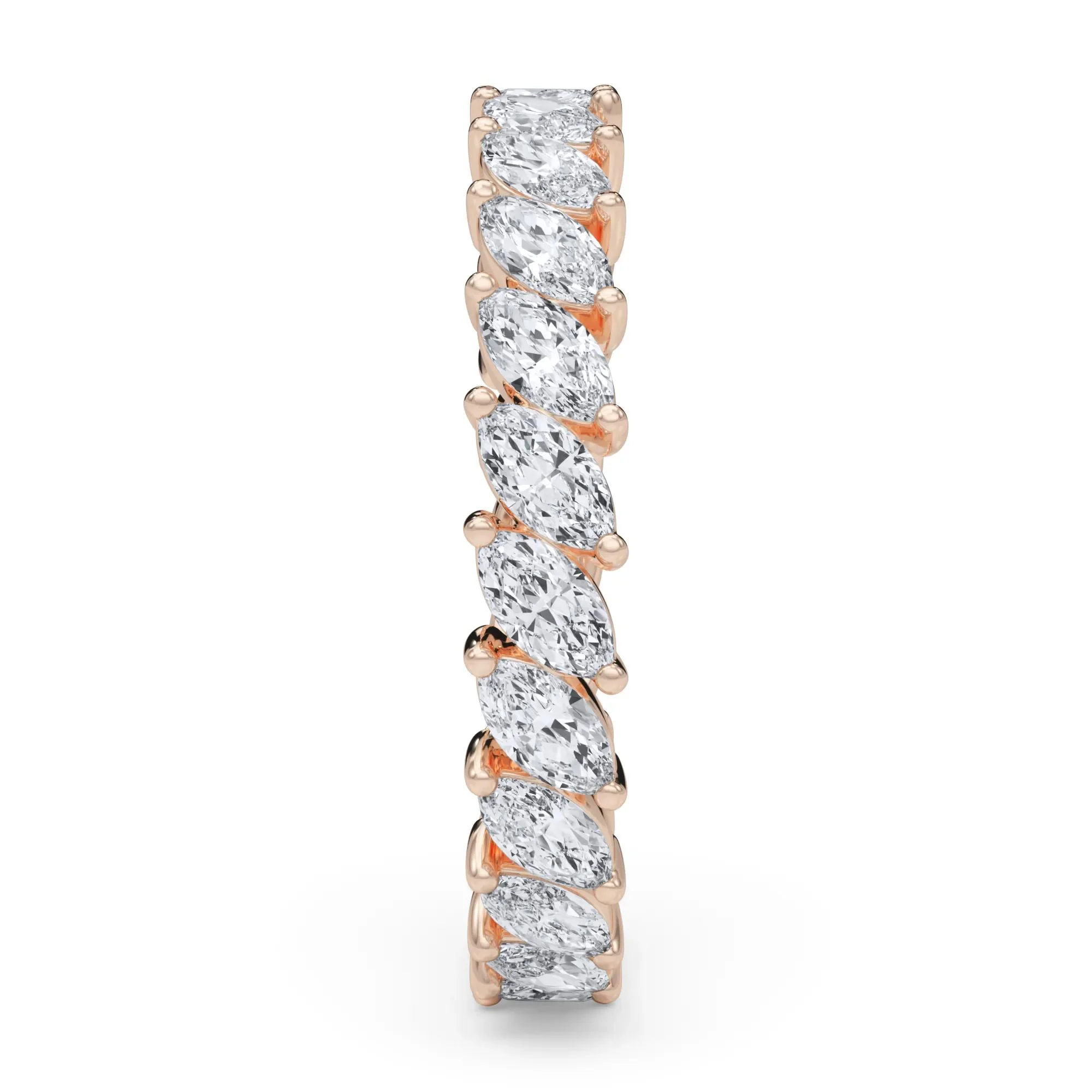2 CT. Tw. Lab Grown Diamond Marquise Slant Eternity Band Ring 14K Rose Gold Size 8 4mm - Image 3