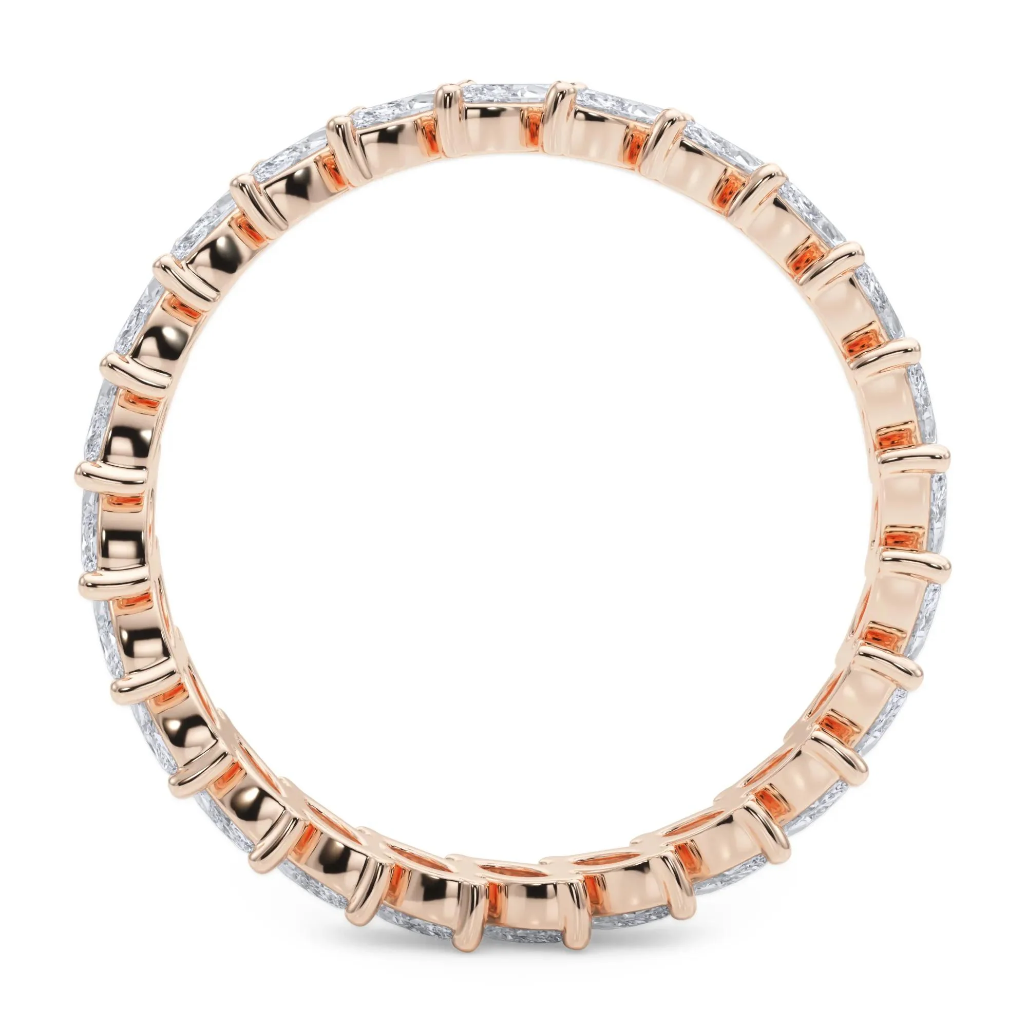2 CT. Tw. Lab Grown Diamond Marquise Slant Eternity Band Ring 14K Rose Gold Size 9 4mm - Image 2