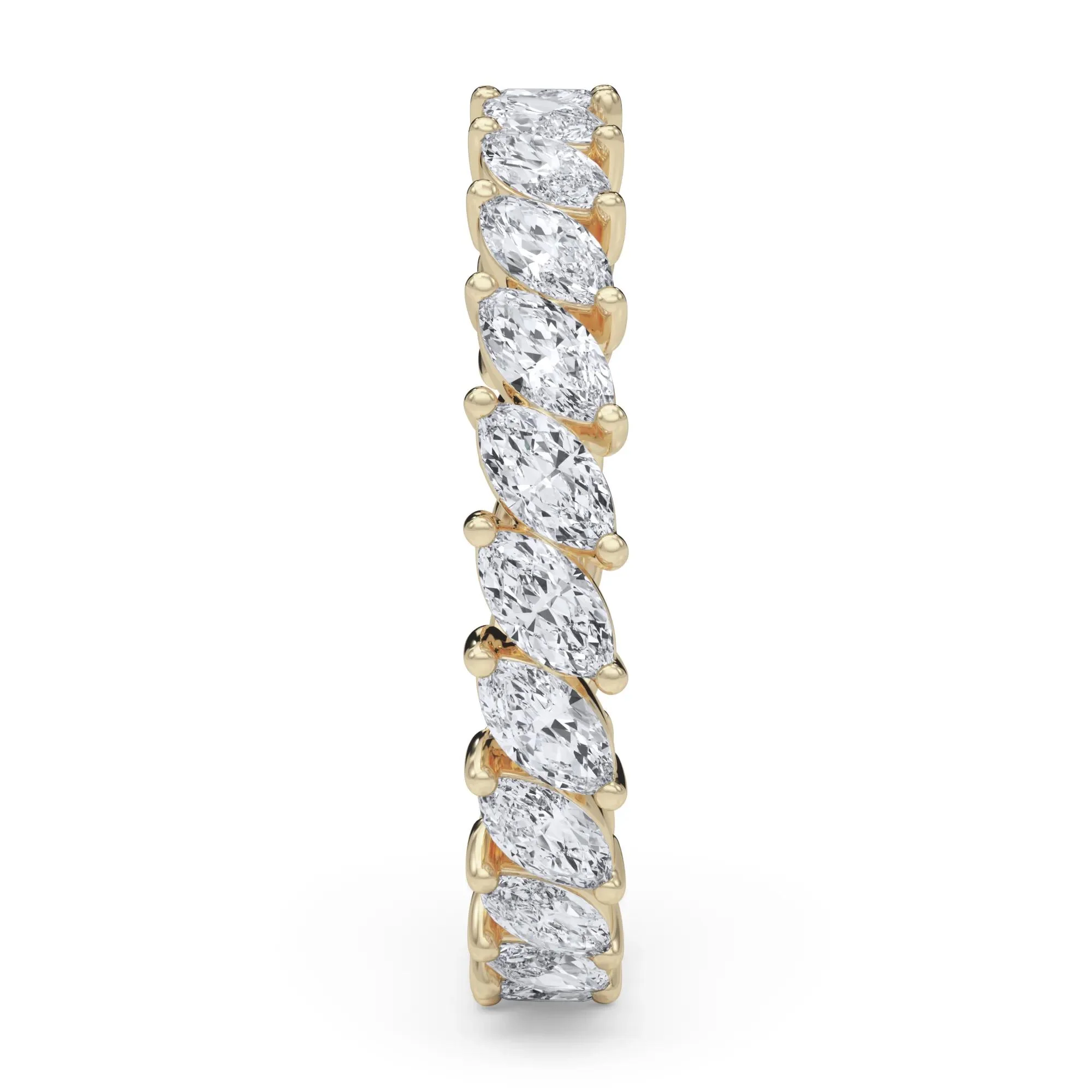 2 CT. Tw. Lab Grown Diamond Marquise Slant Eternity Band Ring 14K Yellow Gold Size 6 4mm - Image 3
