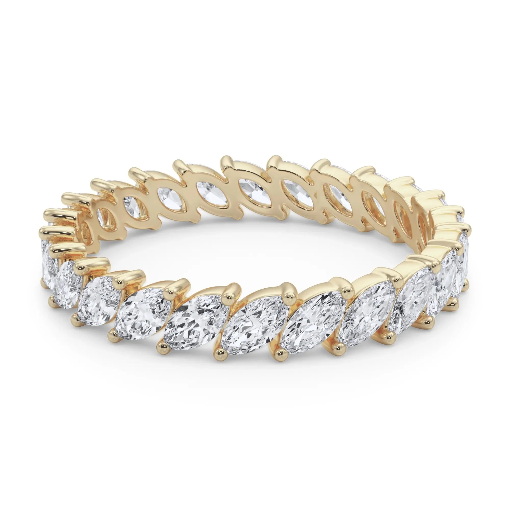 2 CT. Tw. Lab Grown Diamond Marquise Slant Eternity Band Ring 14K Yellow Gold Size 6.5 4mm - Image 4