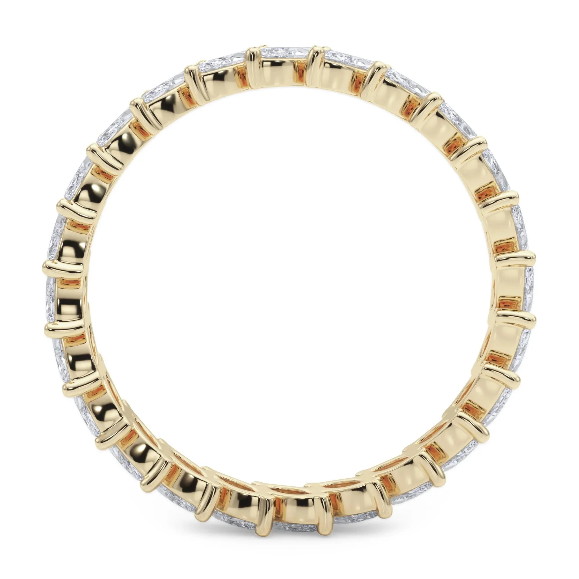 2 CT. Tw. Lab Grown Diamond Marquise Slant Eternity Band Ring 14K Yellow Gold Size 7 4mm - Image 2