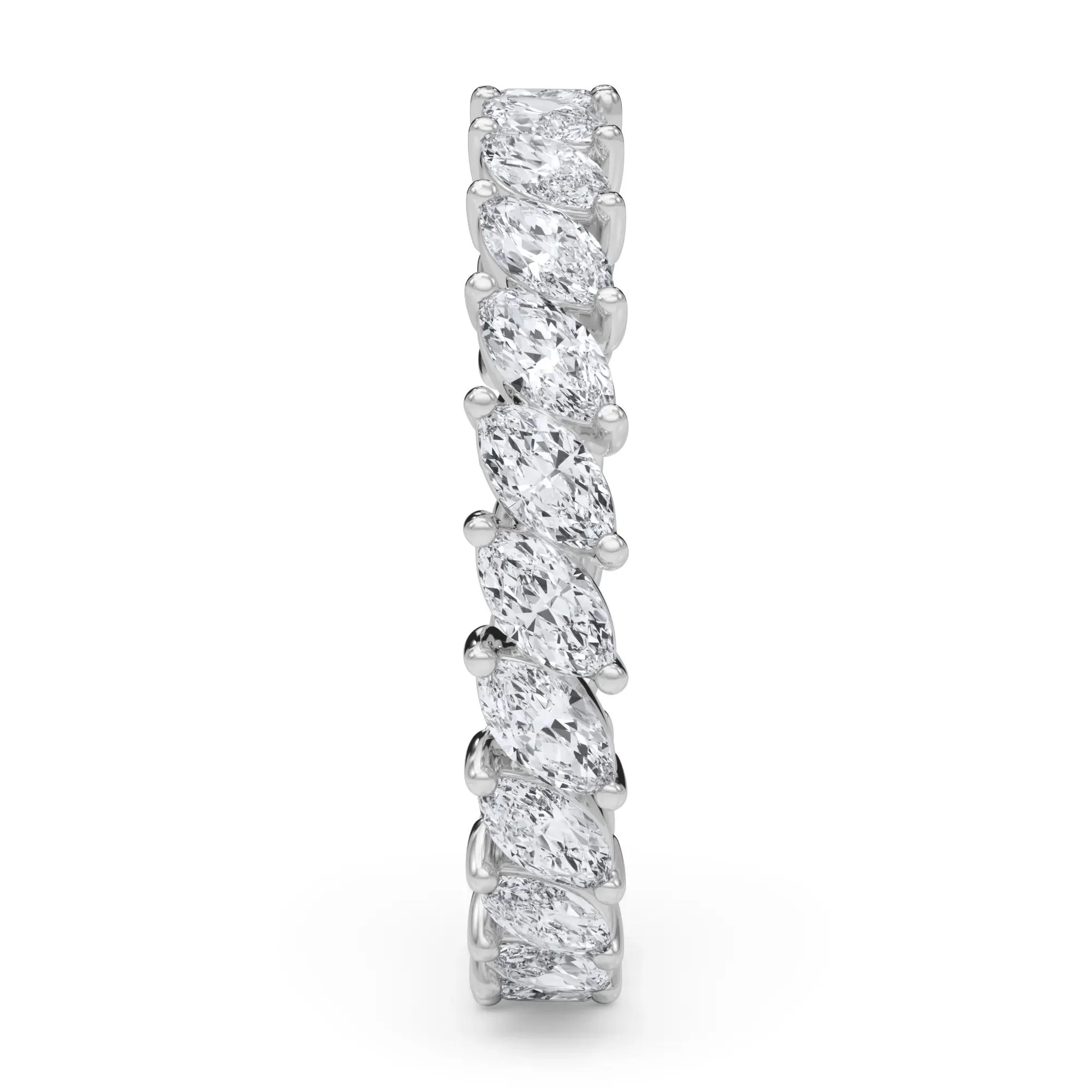 2 CT. Tw. Lab Grown Diamond Marquise Slant Eternity Band Ring Platinum White Size 7.5 4mm - Image 3