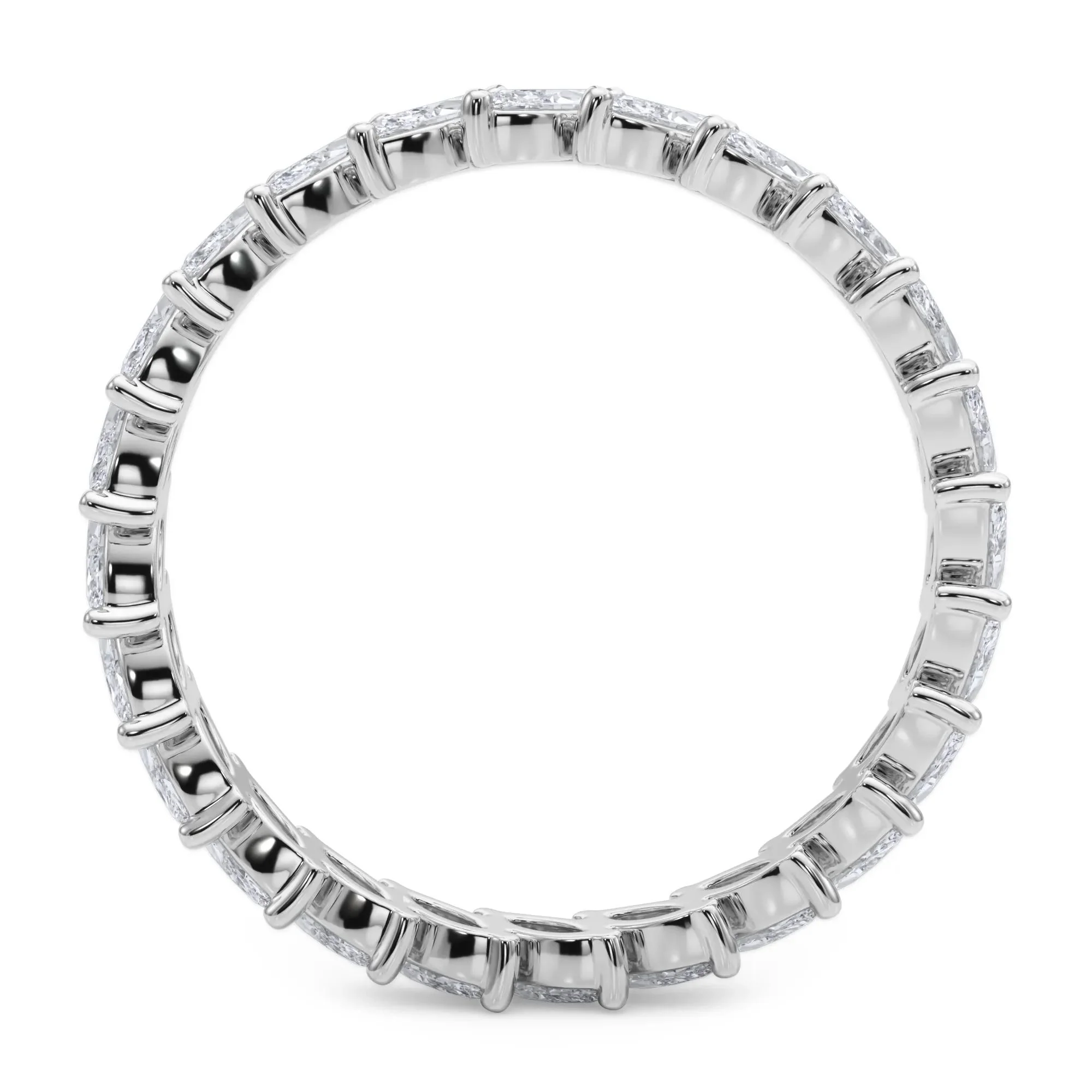 2 CT. Tw. Lab Grown Diamond Marquise Slant Eternity Band Ring 14K White Gold Size 5.5 4mm - Image 2