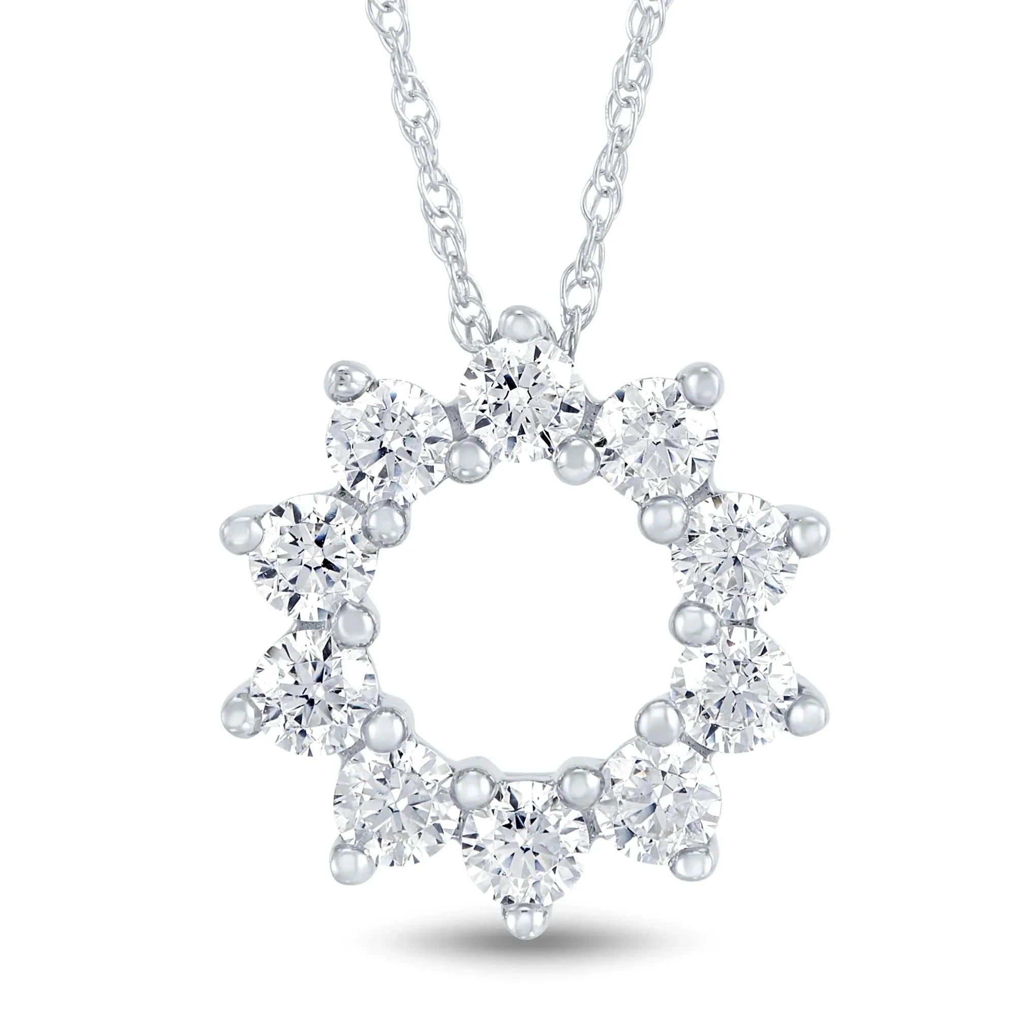1/2 CT. Tw. Lab Grown Diamond Circle Pendant Necklace 10K White Gold Size 18"