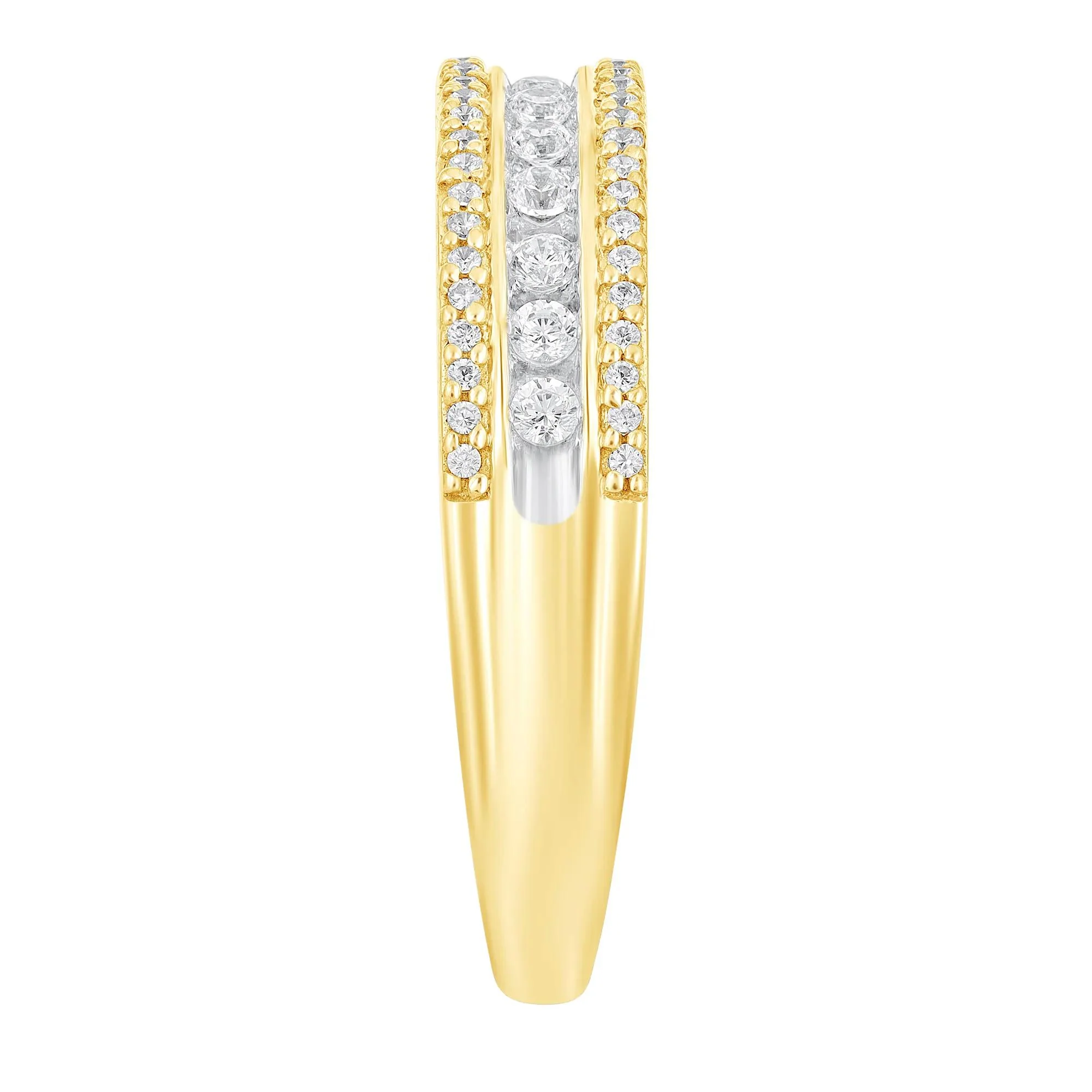 1/4 CT. Tw. Diamond Band Ring 10K Yellow Gold Round Brilliant Cut Size 6.5 4mm - Image 3