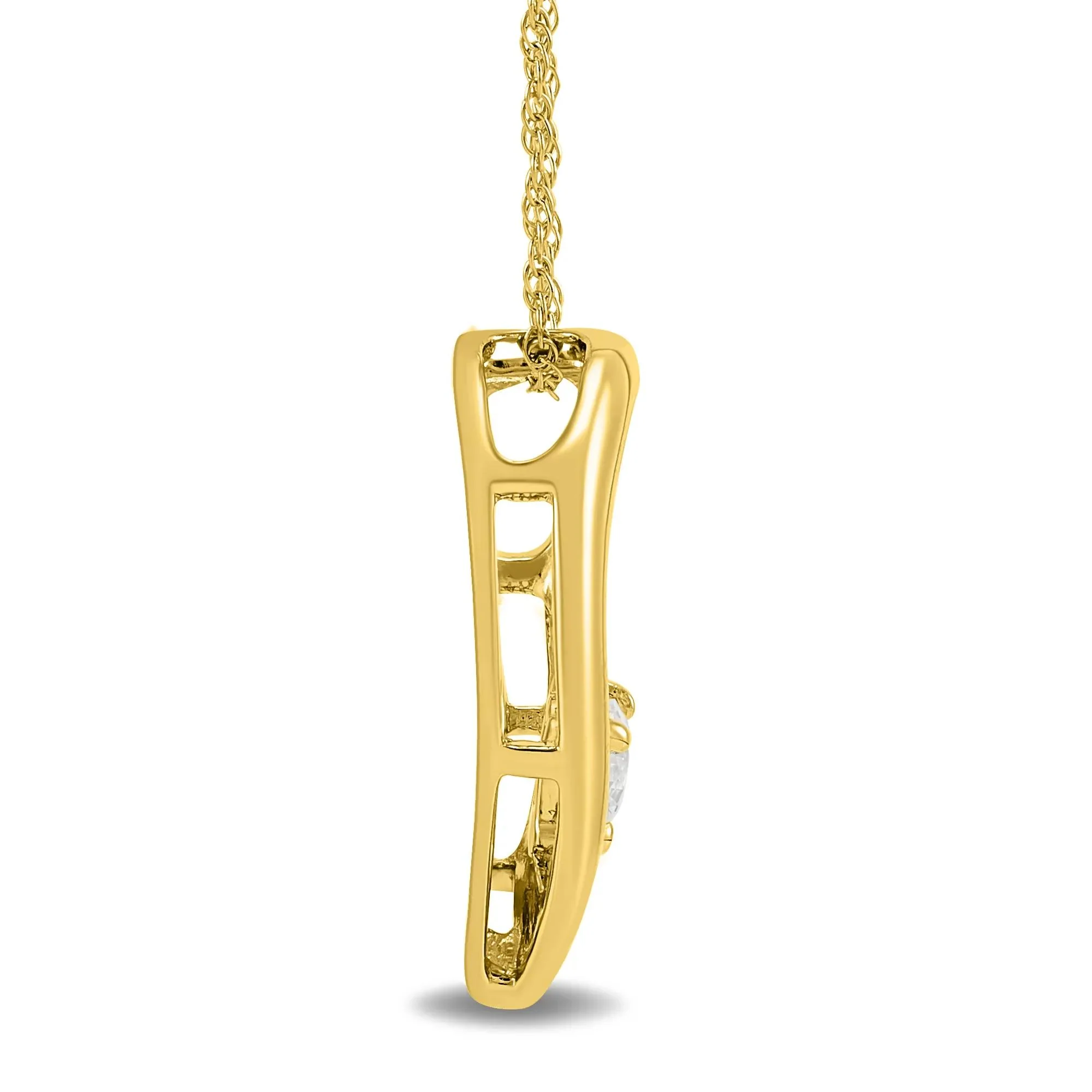 Lab Grown Diamond Heart Pendant Necklace 10K Gold Yellow Size 18" - Image 2