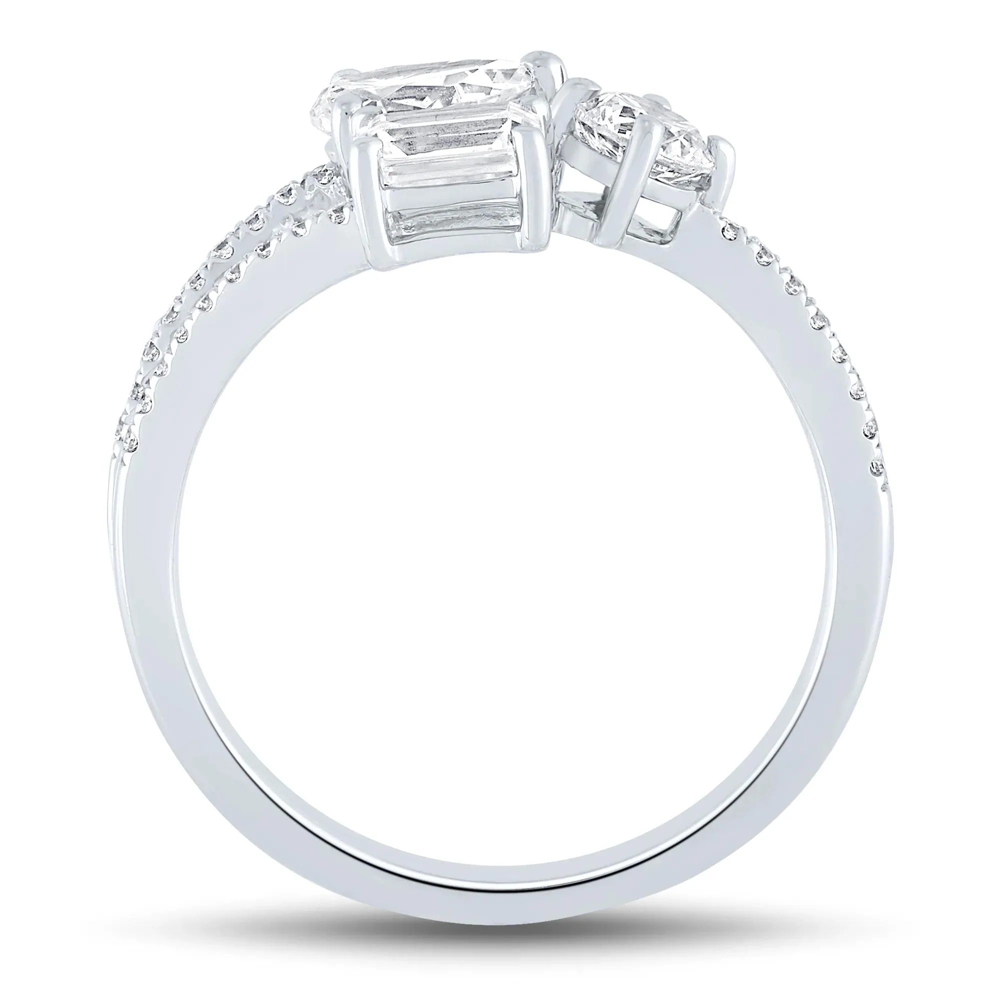 1 CT. Tw. Lab Grown Diamond Multi-Shape Ring 10K White Gold Round Brilliant Cut Size 7.5 1mm - Image 2