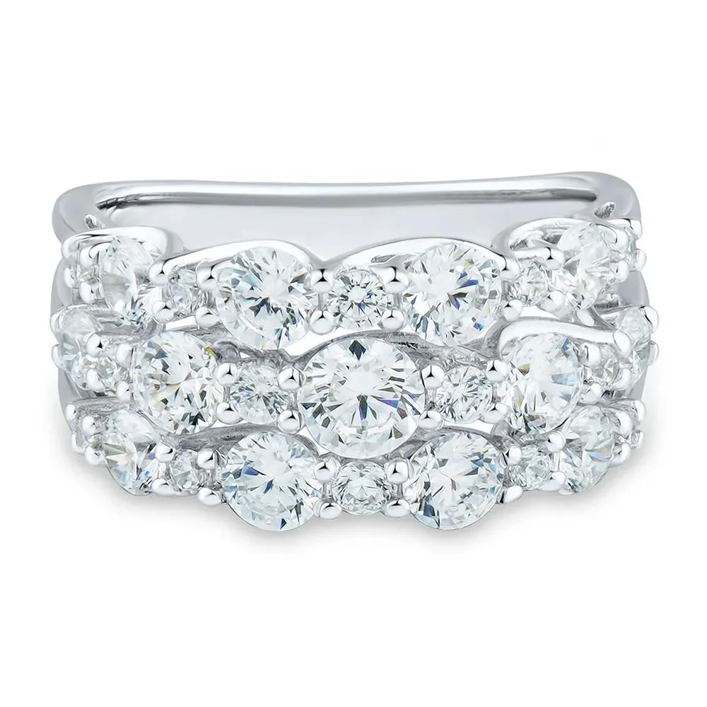 2 CT. Tw. Lab Grown Diamond Band Ring 14K White Gold Round Brilliant Cut Size 7 1mm