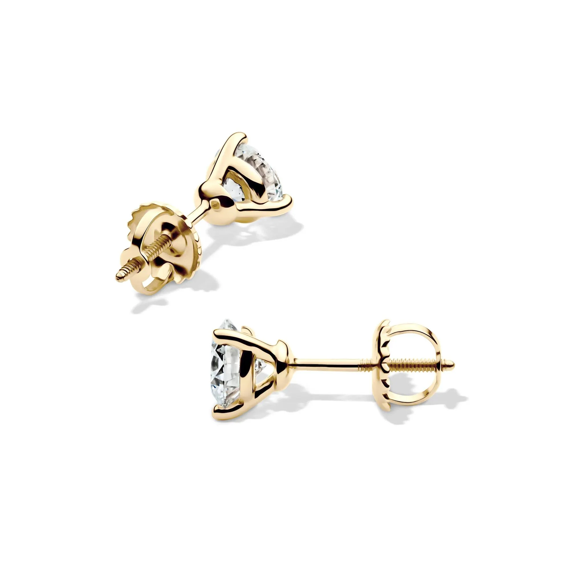 1 CT. Tw. Lab Grown Diamond Martini Stud Earrings 14K Yellow Gold Size 5.20mm - Image 2
