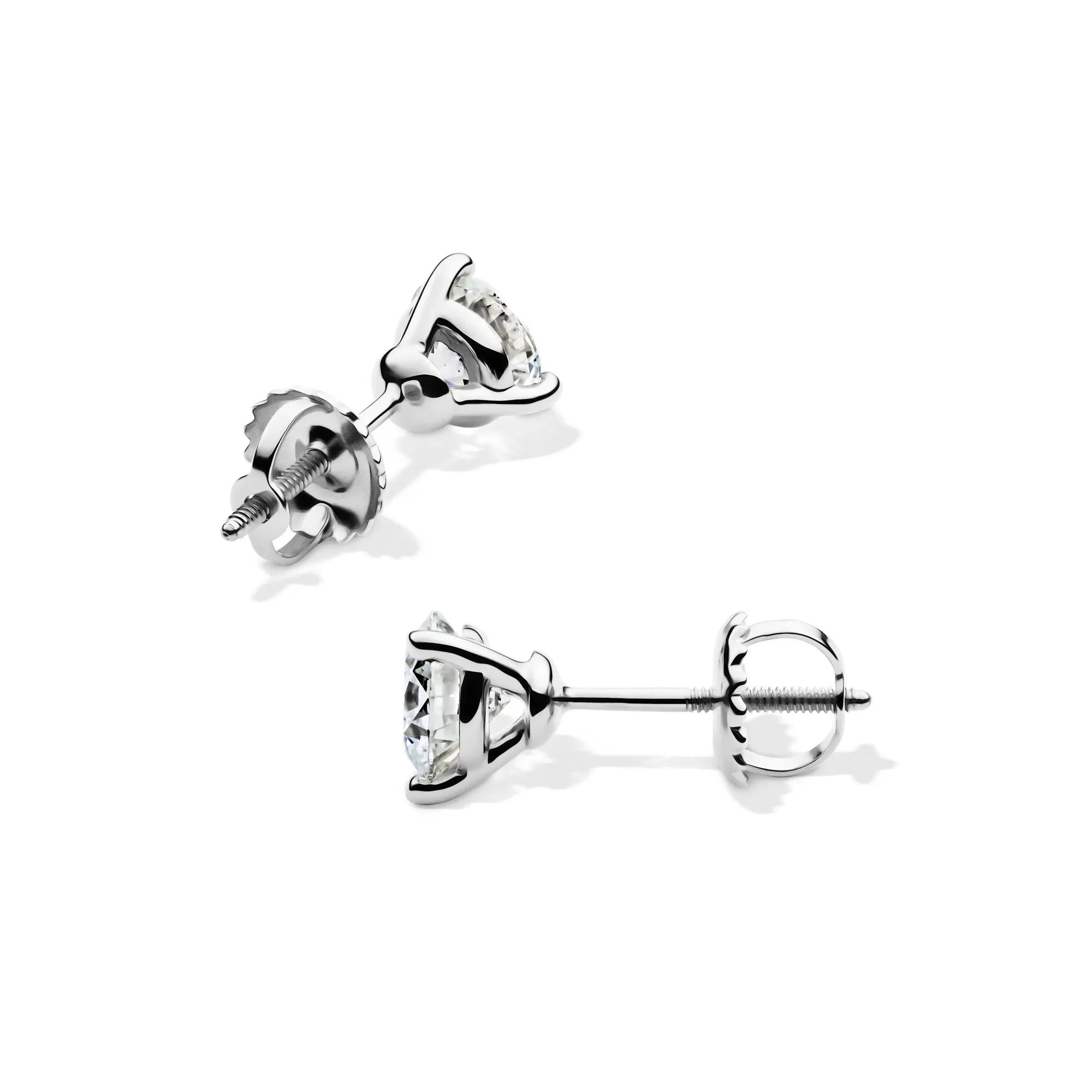 1 CT. Tw. Lab Grown Diamond Martini Stud Earrings 14K White Gold Size 5.20mm - Image 2