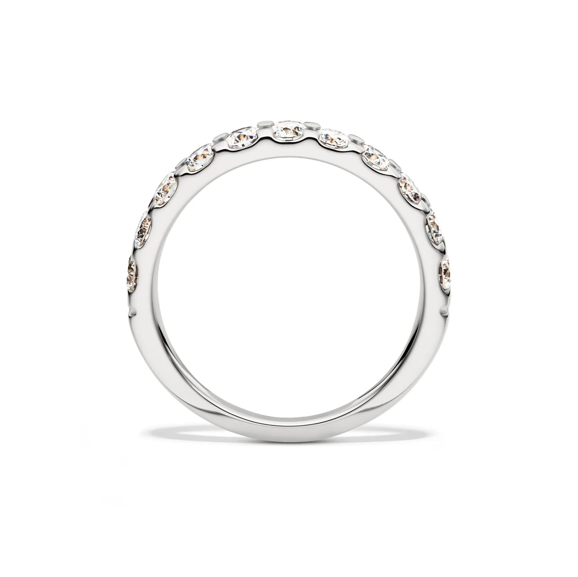 1 CT. Tw. Lab Grown Diamond Wedding Band Ring Platinum Round Brilliant Cut White Size 7.5 1.5mm - Image 2