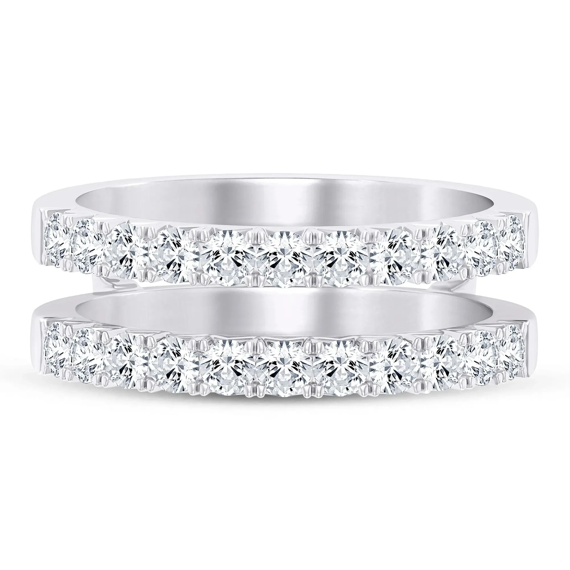 1 CT. Tw. Lab Grown Diamond French Pavé Ring Enhancer Platinum White Size 6.5 7.5mm