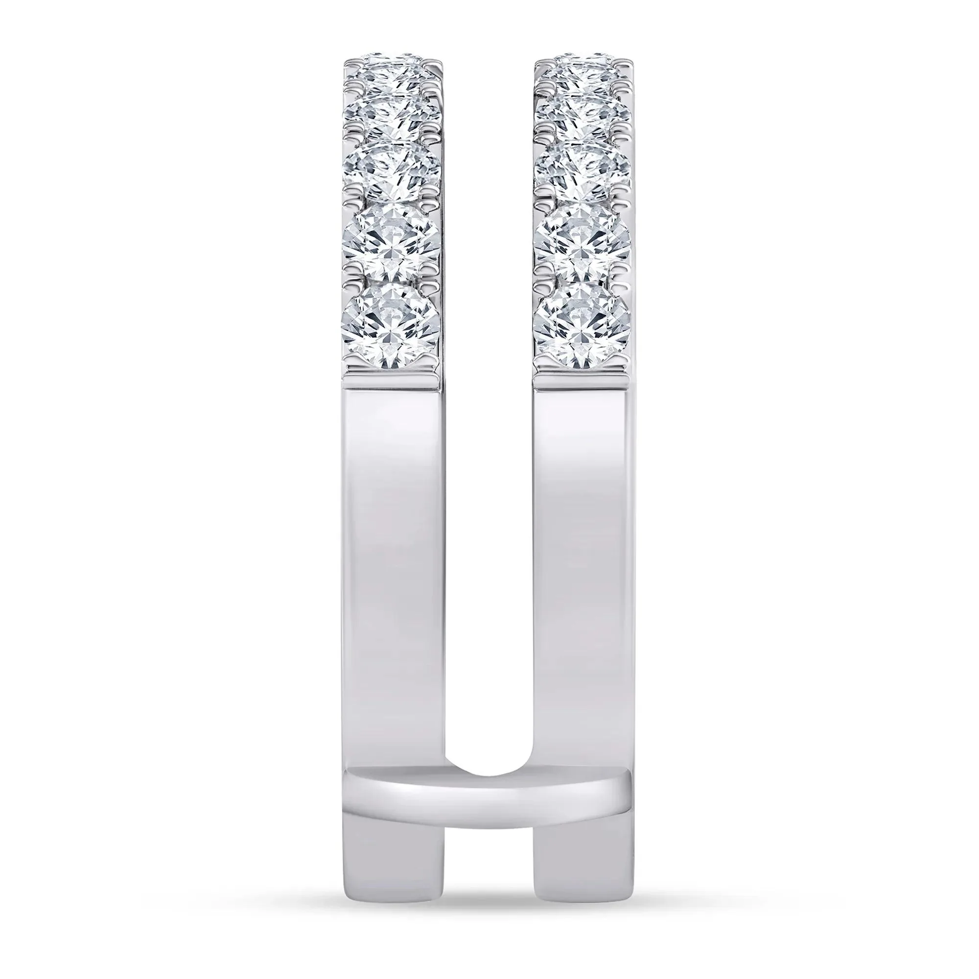 1 CT. Tw. Lab Grown Diamond French Pavé Ring Enhancer Platinum White Size 7.5mm - Image 3