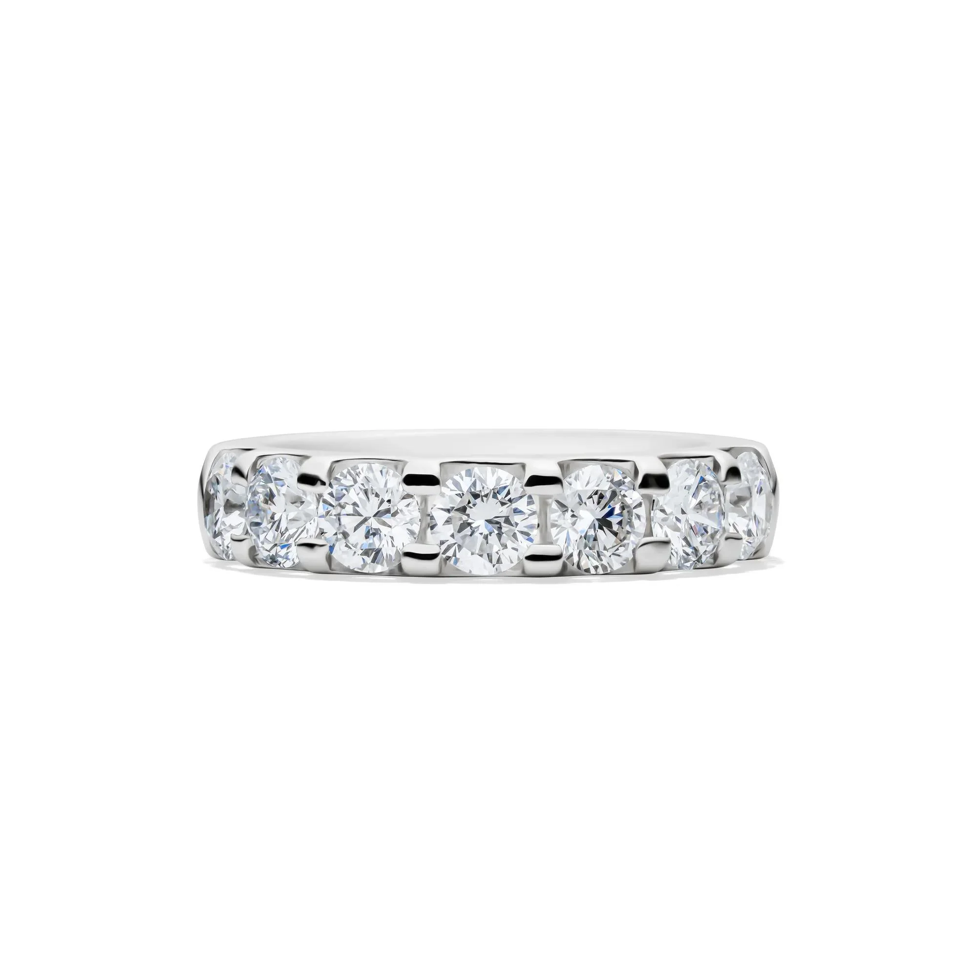 2 CT. Tw. Lab Grown Diamond Seven-Stone Anniversary Band Ring Platinum Round Brilliant Cut White Size 7 4.5mm