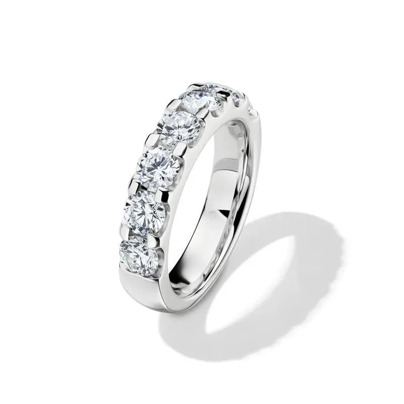 2 CT. Tw. Lab Grown Diamond Seven-Stone Anniversary Band Ring Platinum Round Brilliant Cut White Size 7 4.5mm - Image 4