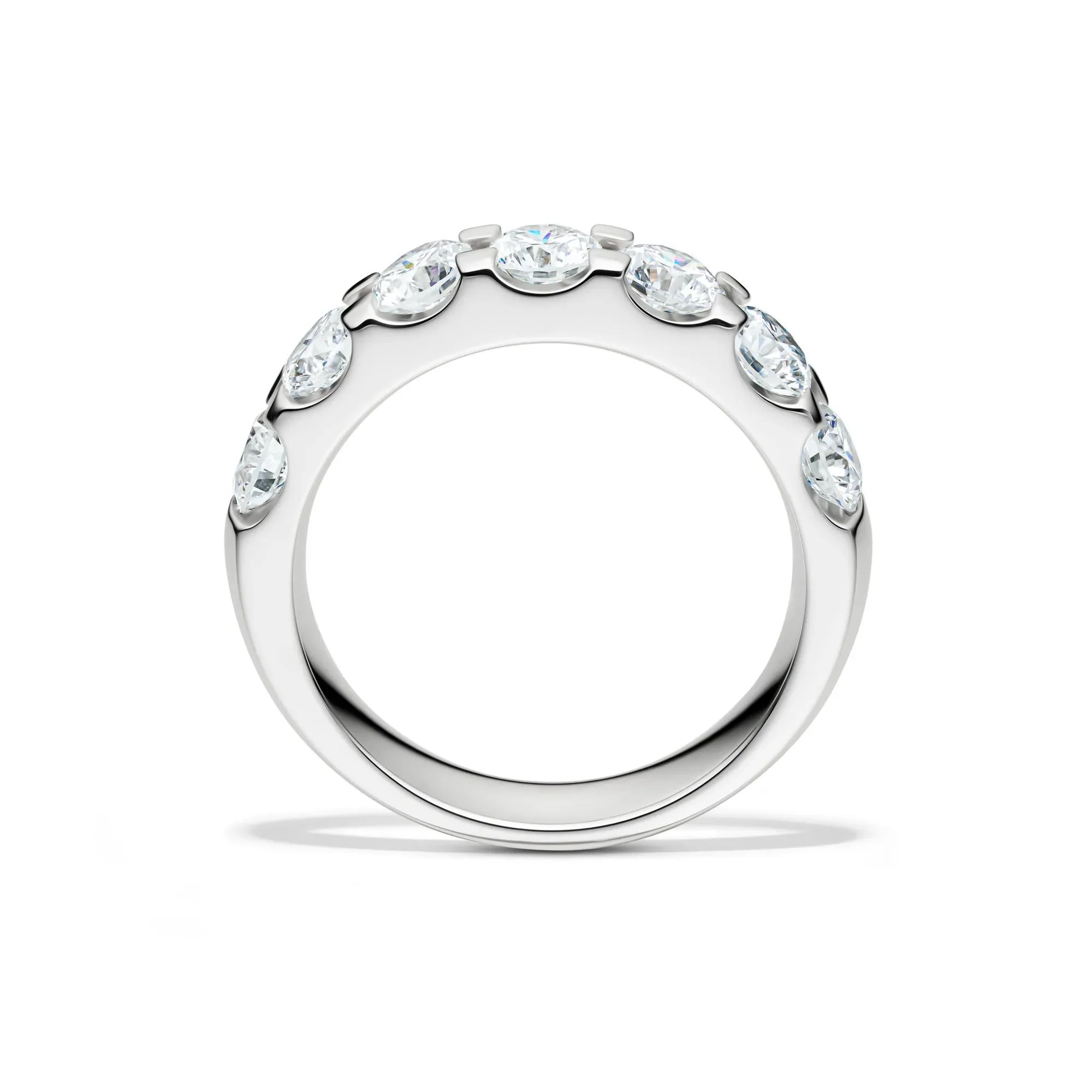 2 CT. Tw. Lab Grown Diamond Seven-Stone Anniversary Band Ring Platinum White Size 8.5 4.5mm - Image 2