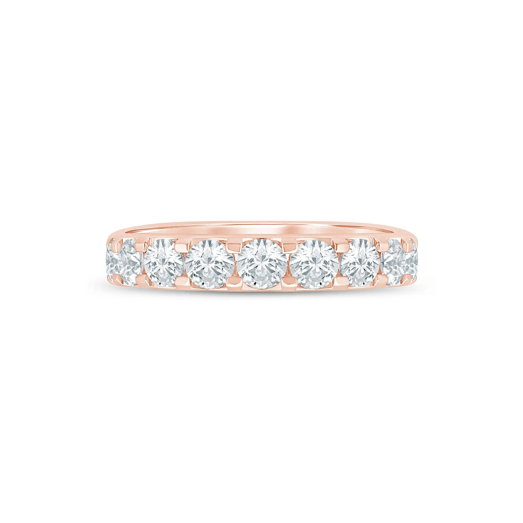2 CT. Tw. Lab Grown Diamond Wedding Band Ring 14K Rose Gold Round Brilliant Cut Size 7.5 2mm