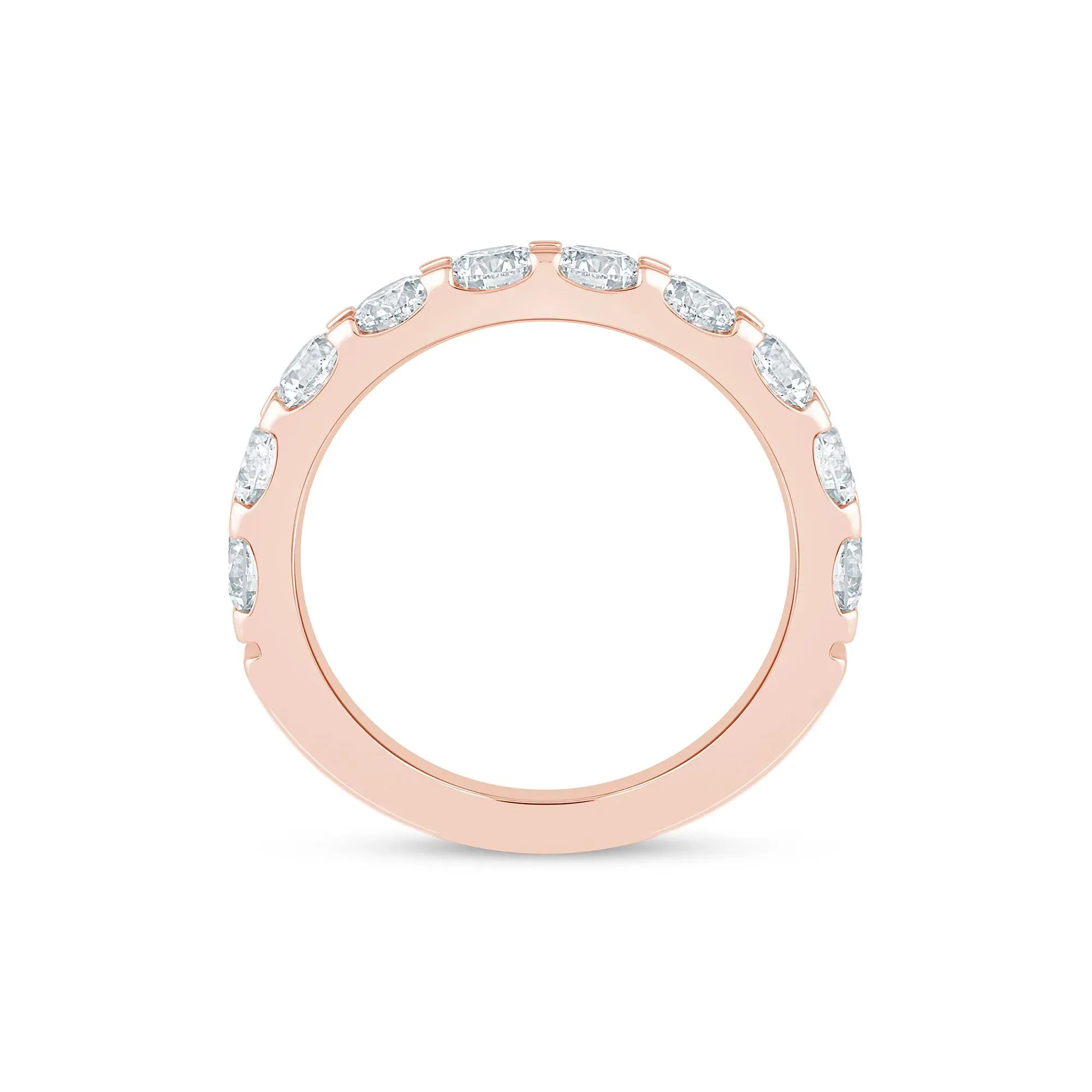 2 CT. Tw. Lab Grown Diamond Wedding Band Ring 14K Rose Gold Round Brilliant Cut Size 7.5 2mm - Image 2