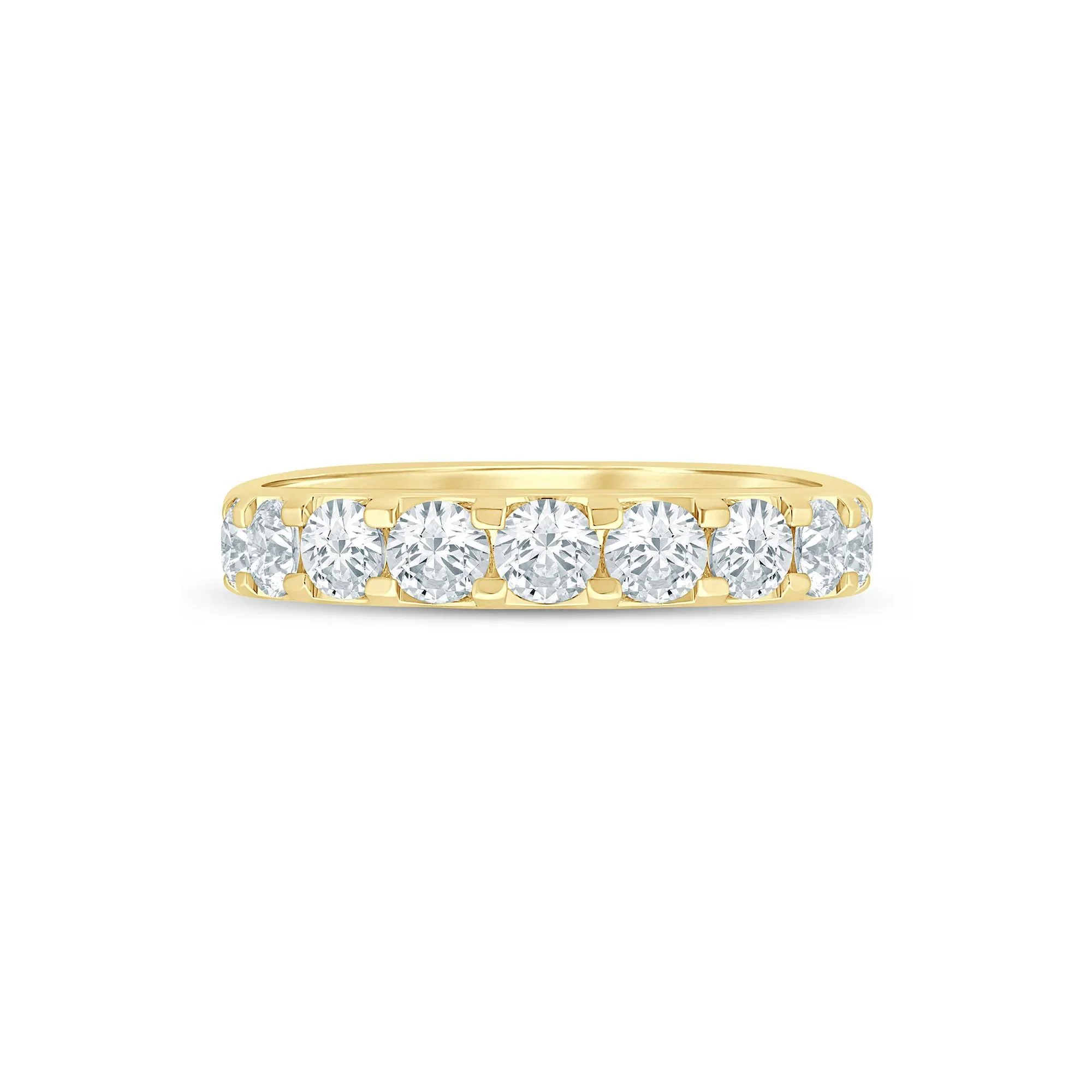 2 CT. Tw. Lab Grown Diamond Band Ring 14K Yellow Gold Round Brilliant Cut Size 7 2mm