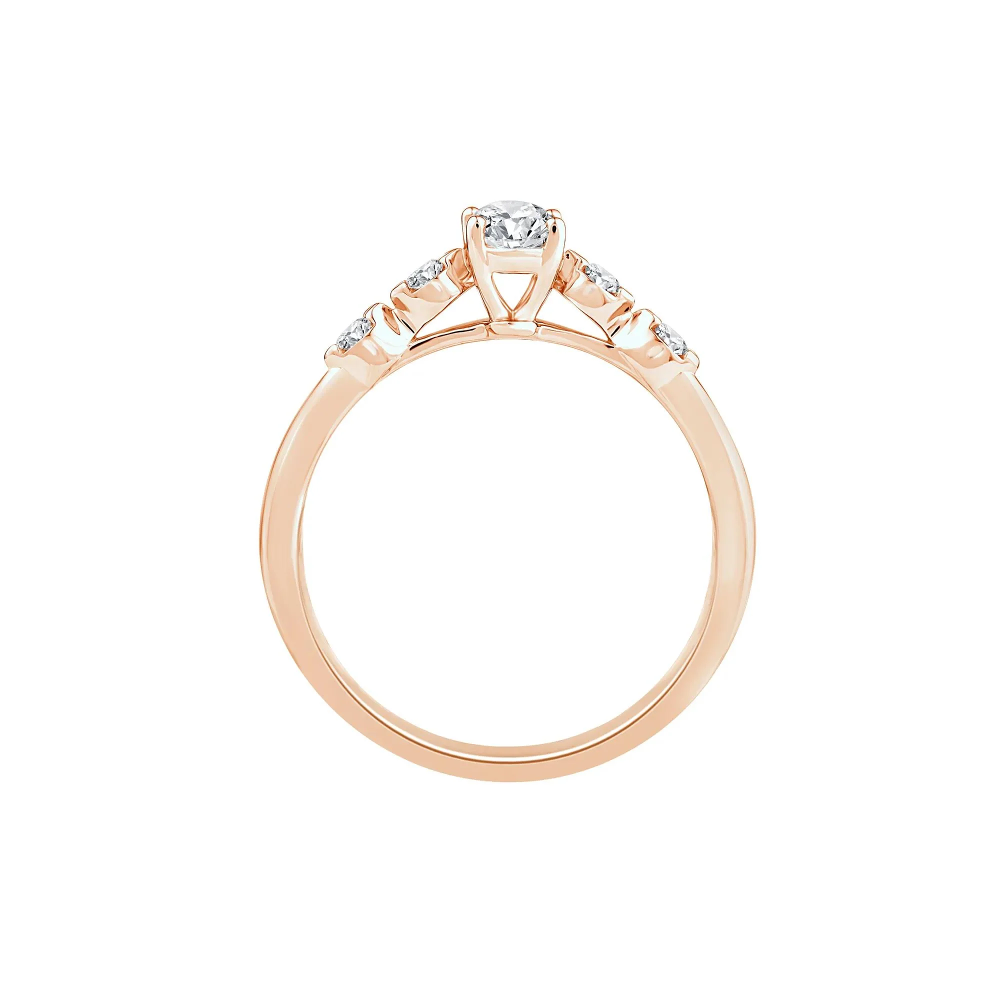 1/2 CT. Tw. Diamond Oval Promise Ring 10K Rose Gold Round Brilliant Cut Size 7 - Image 2