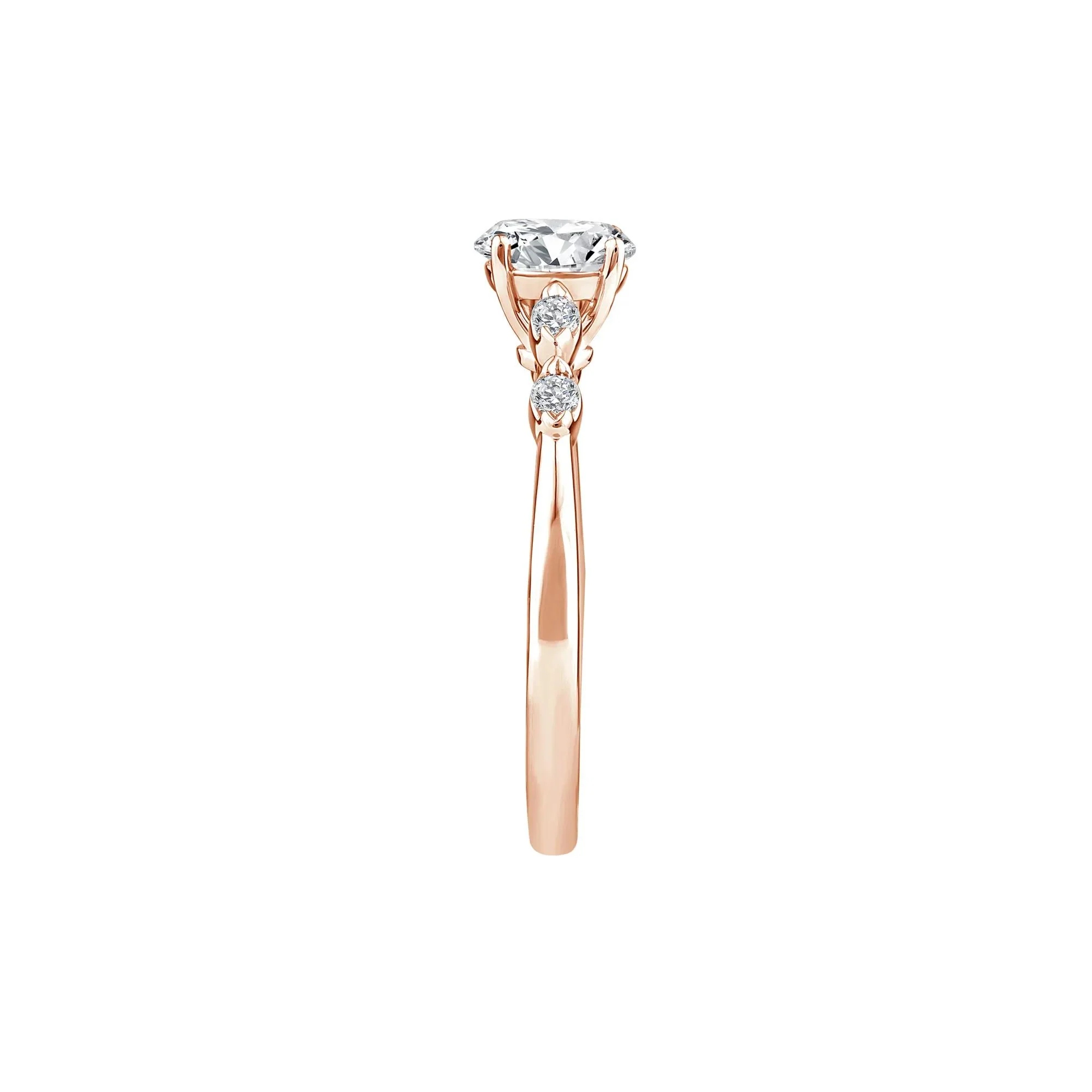 1/2 CT. Tw. Diamond Oval Promise Ring 10K Rose Gold Round Brilliant Cut Size 7 - Image 3