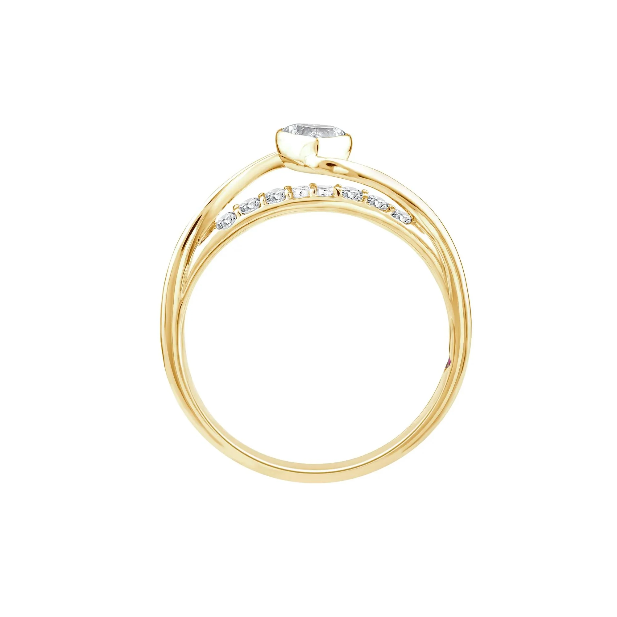 3/8 CT. Tw. Diamond Heart Promise Ring 10K Yelllow Gold Yellow Size 7 - Image 2