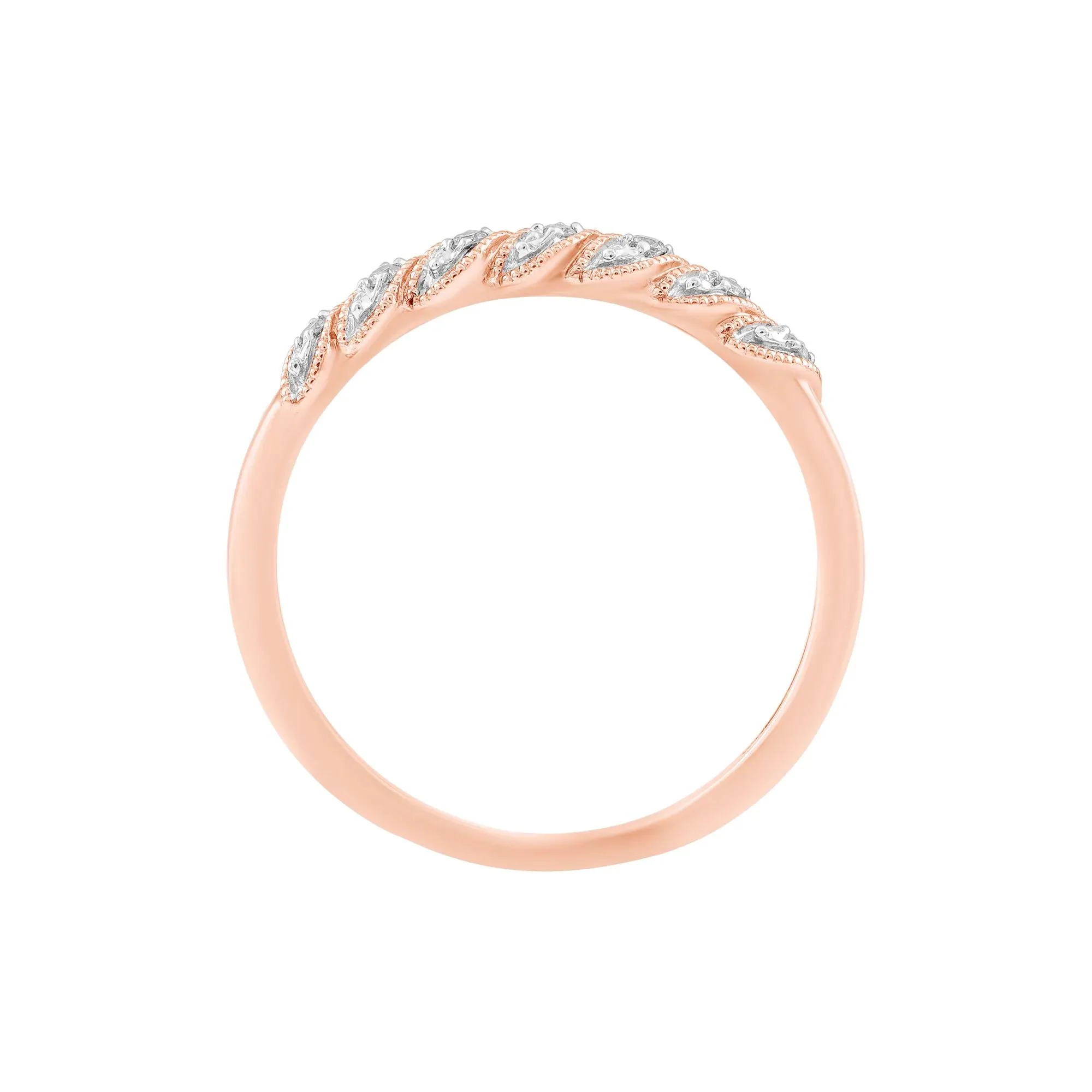 Diamond Accent Twist Stack Band Ring 10K Rose Gold Size 7 - Image 2
