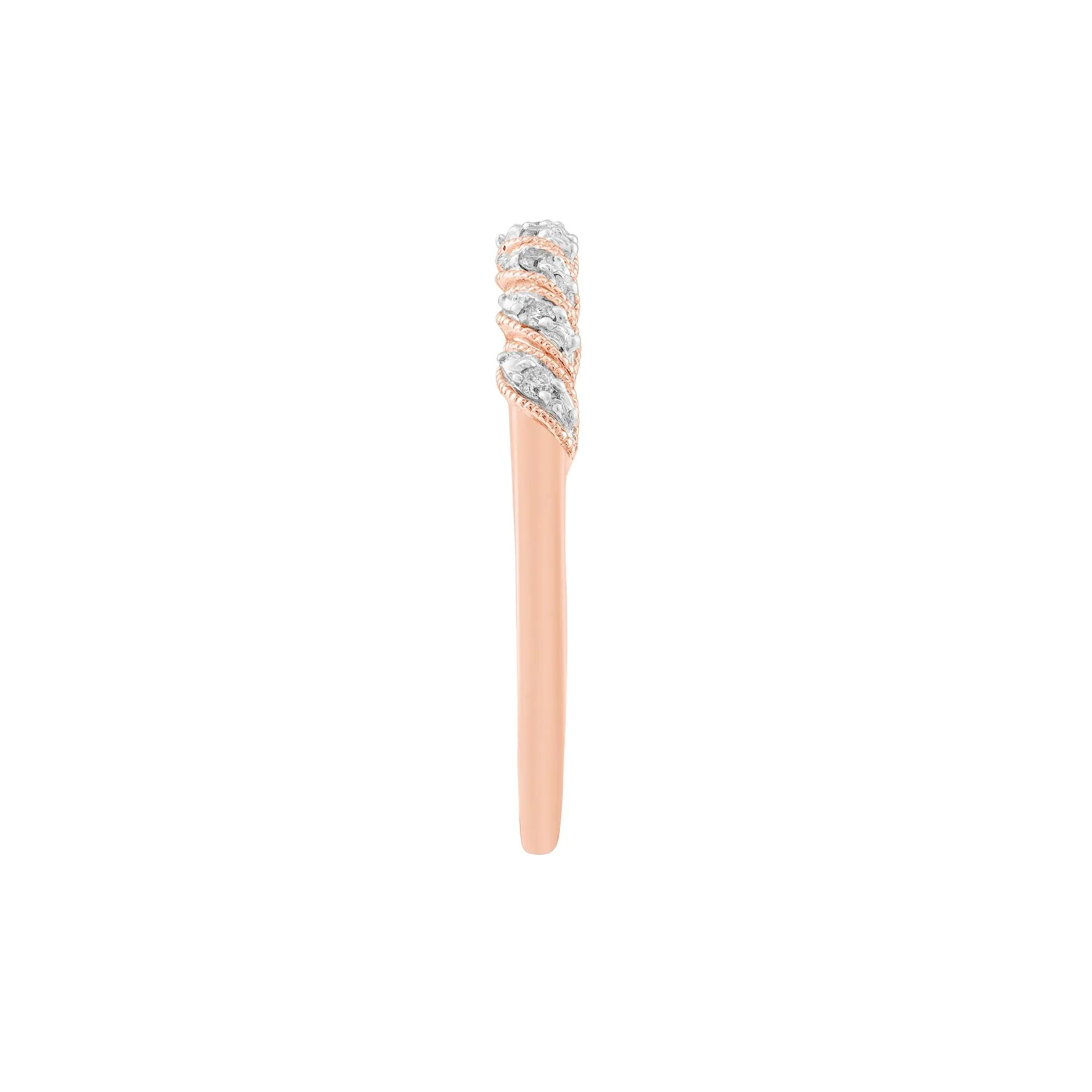 Diamond Accent Twist Stack Band Ring 10K Rose Gold Size 7 - Image 3