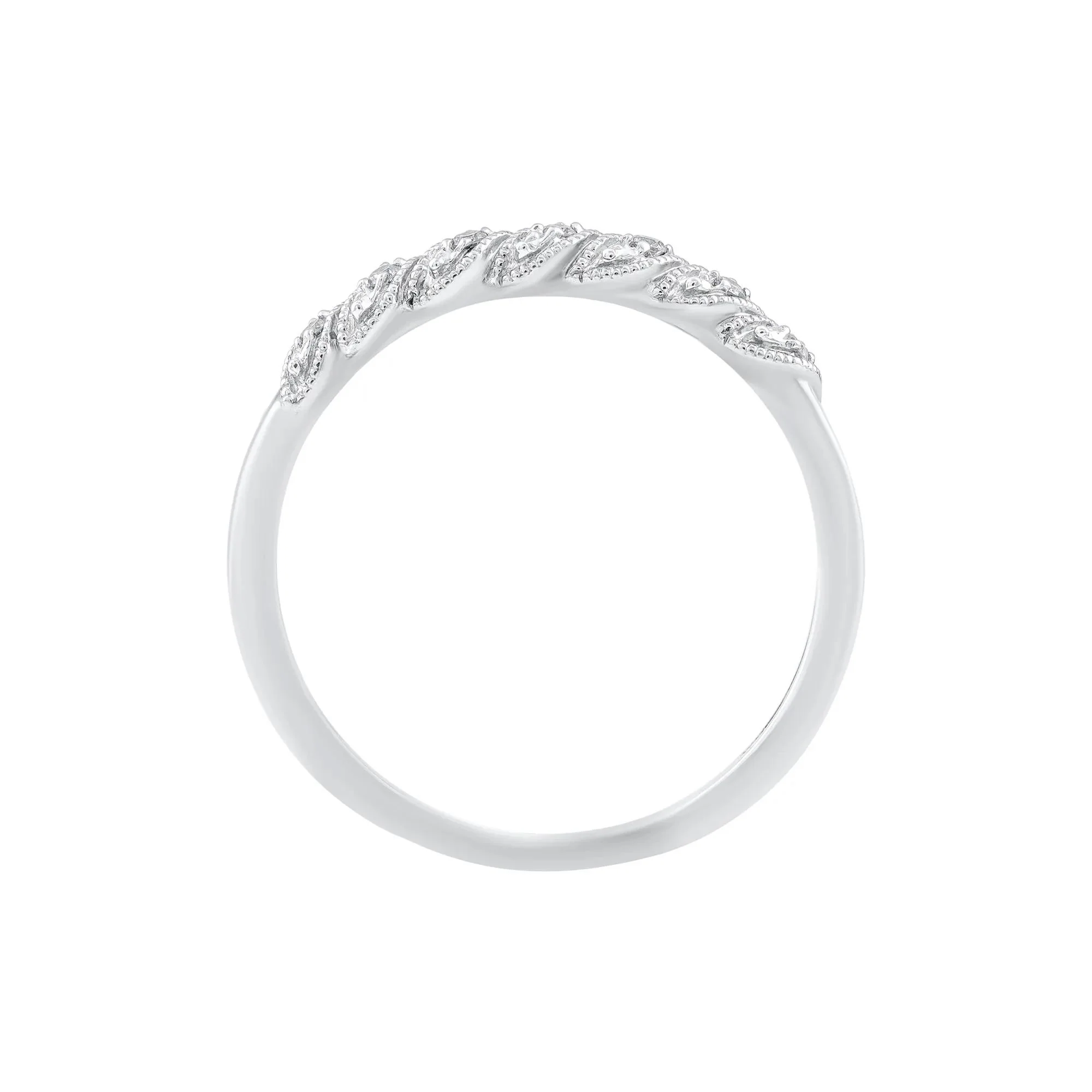 Diamond Accent Twist Stack Band Ring 10K White Gold Size 7 - Image 2