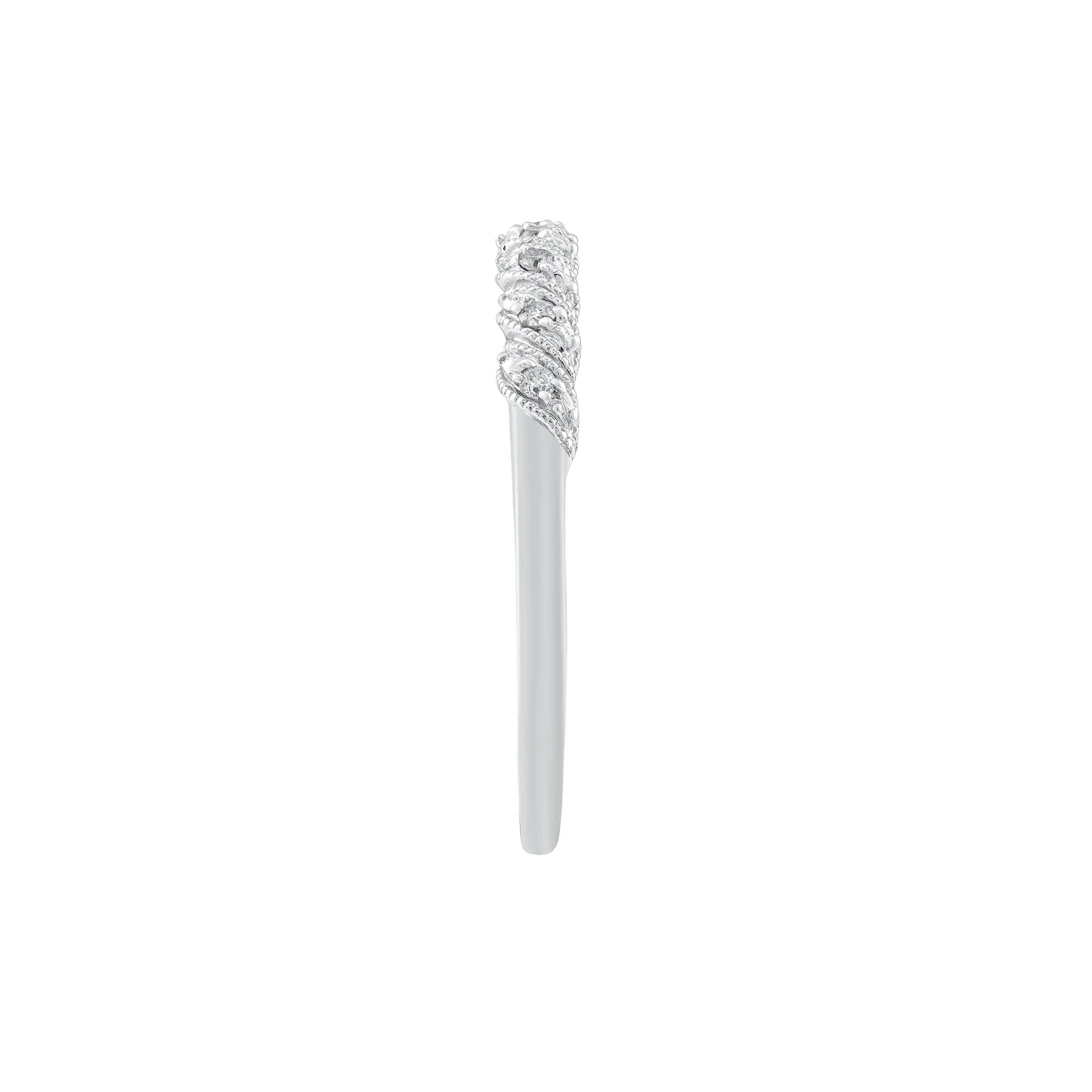 Diamond Accent Twist Stack Band Ring 10K White Gold Size 7 - Image 3
