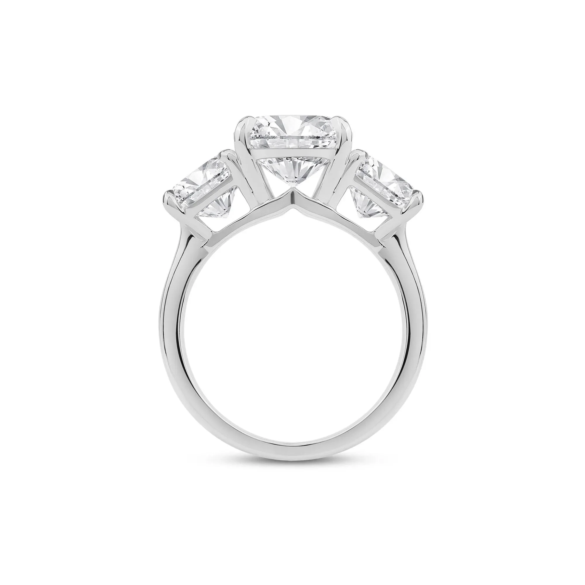 7 CT. Tw. Lab Grown Diamond Asscher-Cut Three Stone Engagement Ring Platinum White Size 8 2.5mm - Image 2