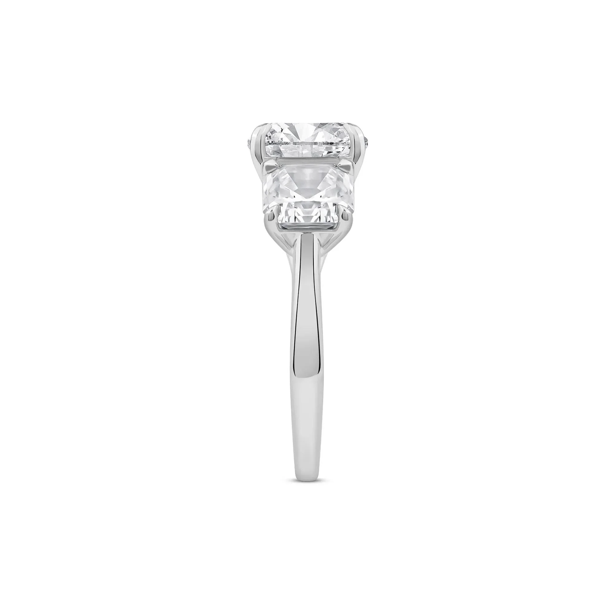 7 CT. Tw. Lab Grown Diamond Asscher-Cut Three Stone Engagement Ring Platinum White Size 9 2.5mm - Image 3