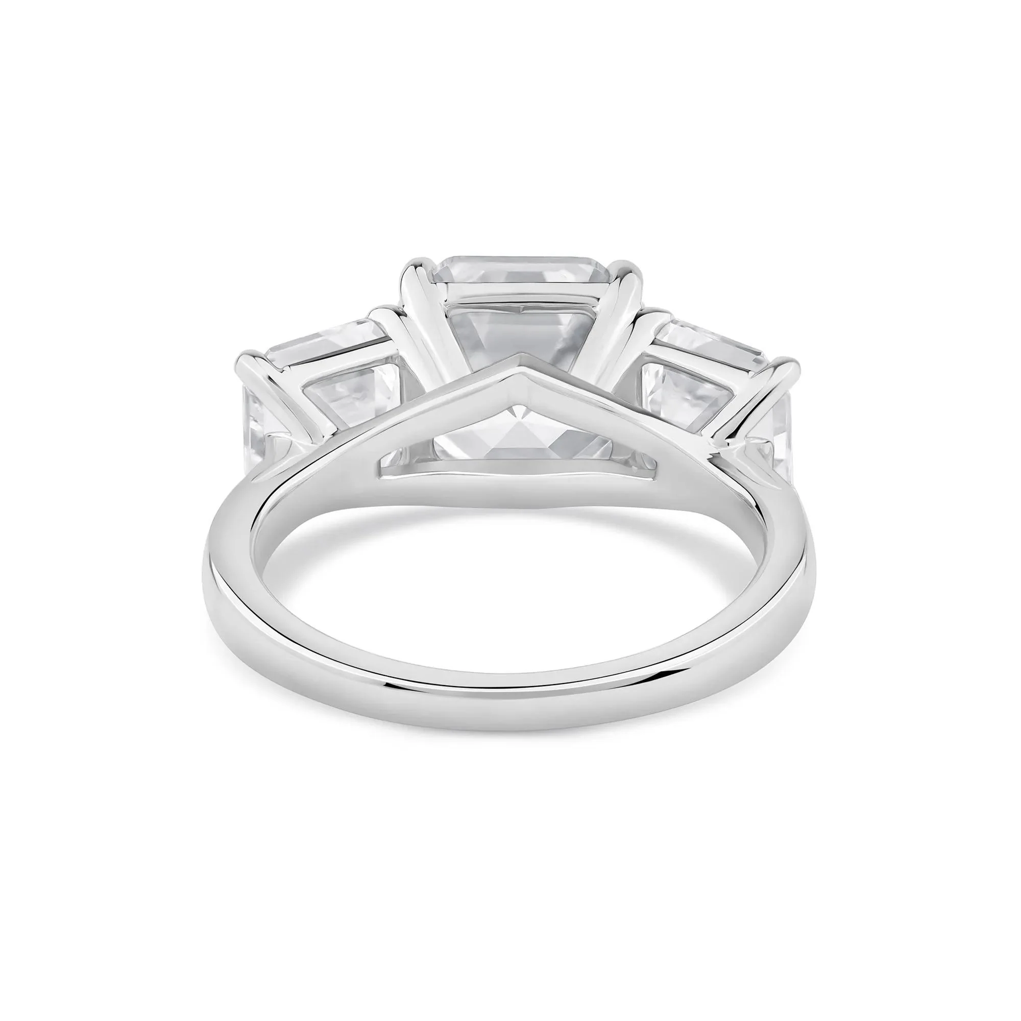 7 CT. Tw. Lab Grown Diamond Asscher-Cut Three Stone Engagement Ring Platinum White Size 9 2.5mm - Image 4