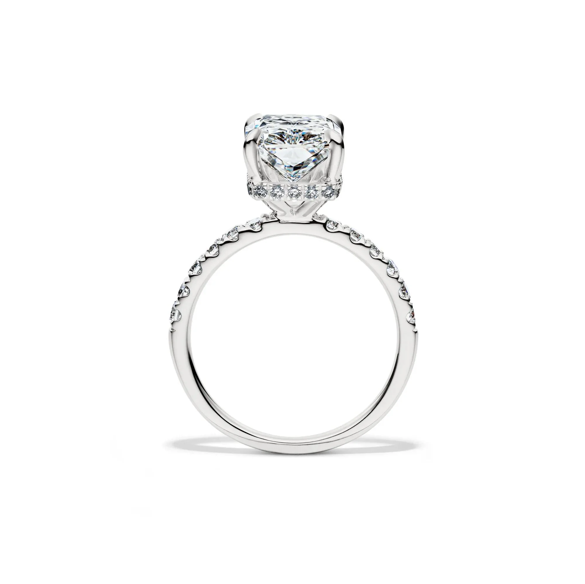 5 CT. Tw. Lab Grown Diamond Radiant-Cut Bridal Set 14K White Gold Ring Round Brilliant Cut Size 8 2mm - Image 4