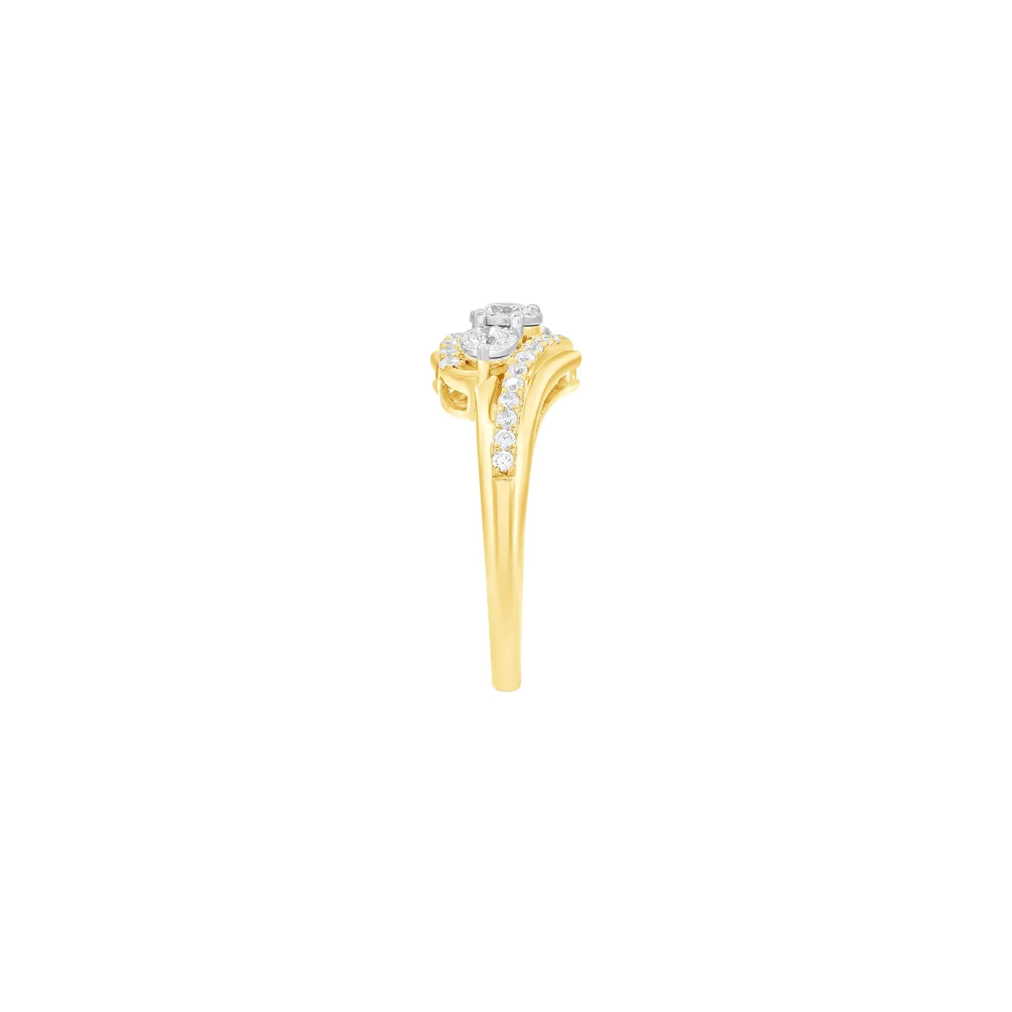 1/2 CT. Tw. Diamond Illusion Three-Stone Ring 10K Yellow Gold Size 7 - Image 3