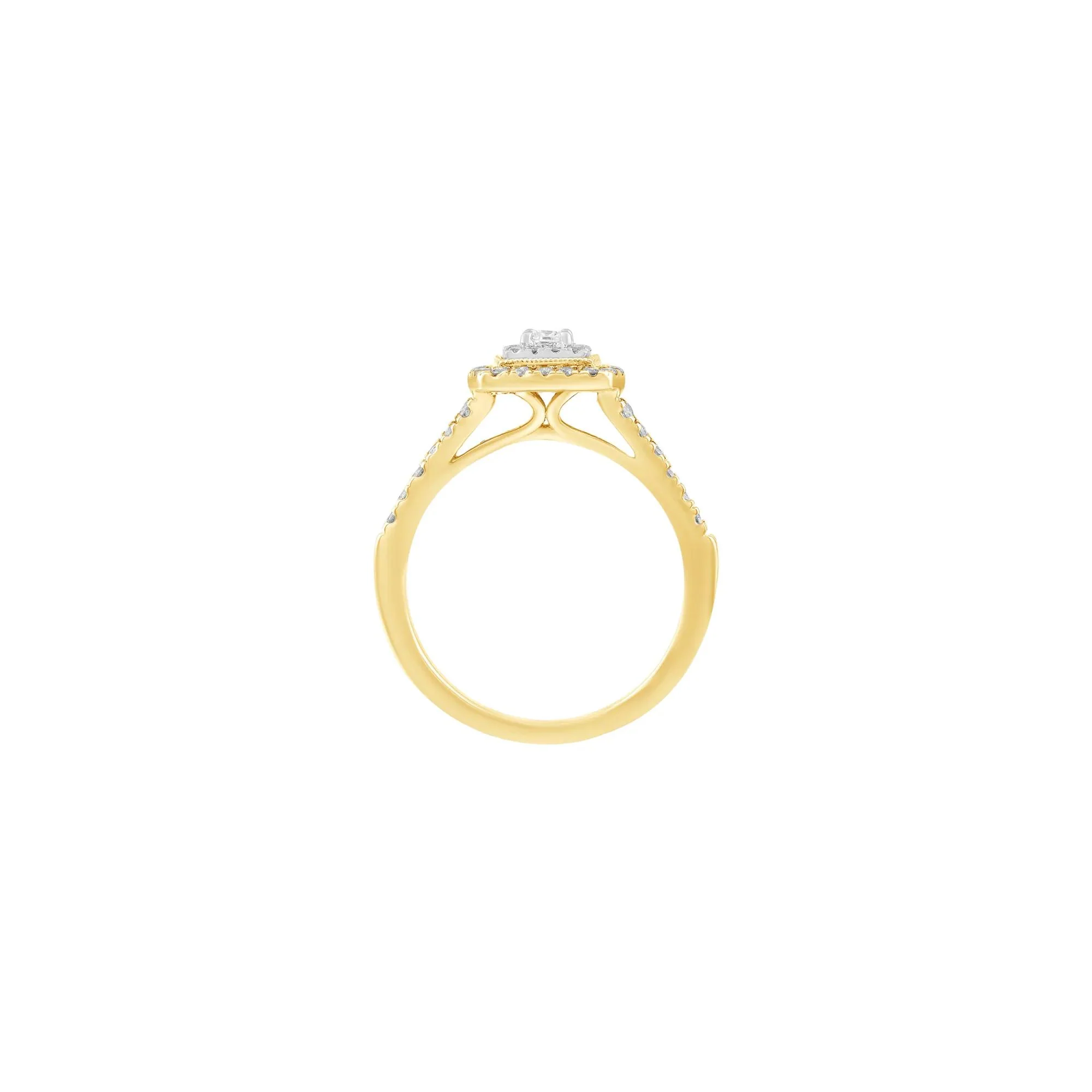 1/2 CT. Tw. Princess-Cut Diamond Engagement Ring 10K Yellow and White Gold Size 7 - Image 2