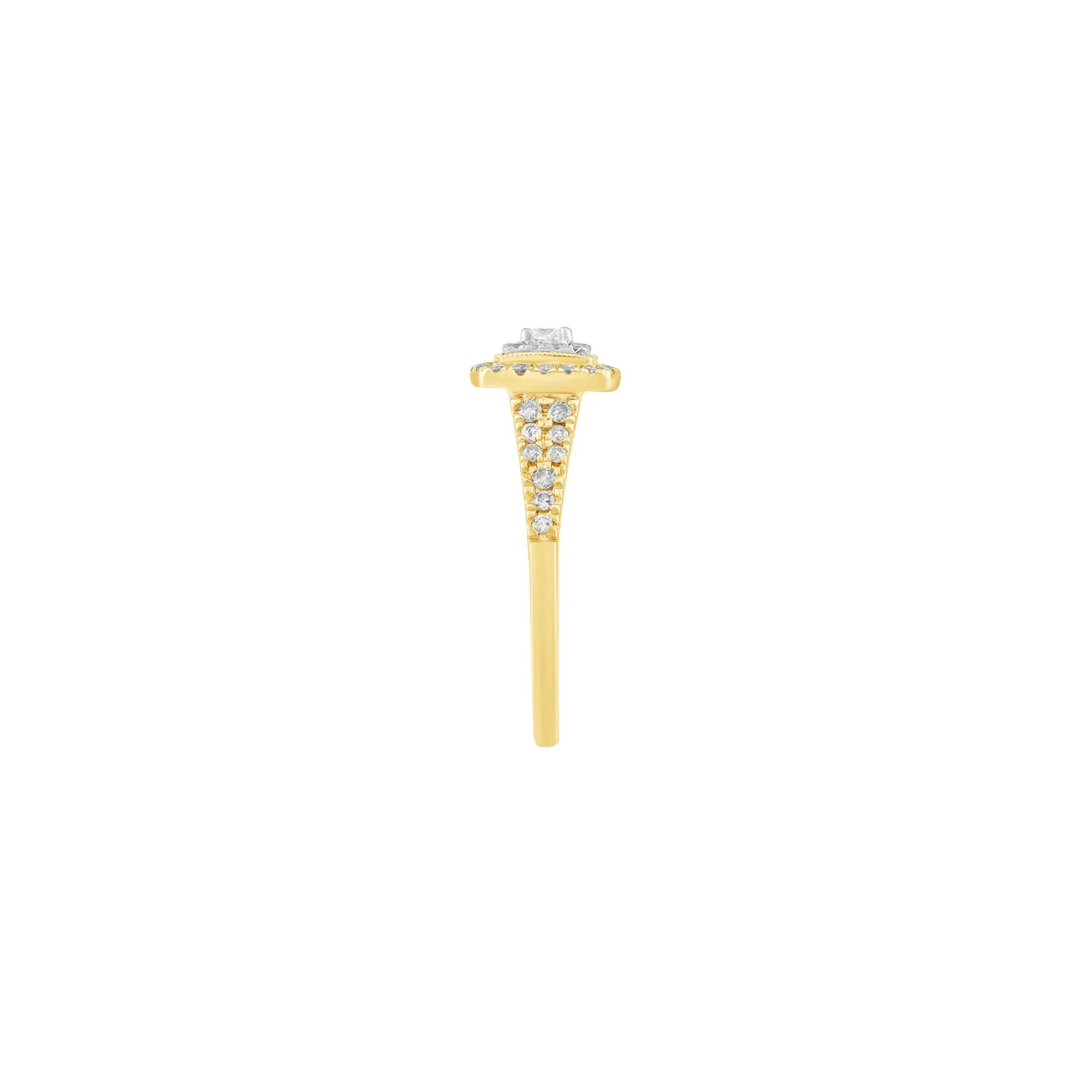 1/2 CT. Tw. Princess-Cut Diamond Engagement Ring 10K Yellow and White Gold Size 7 - Image 3