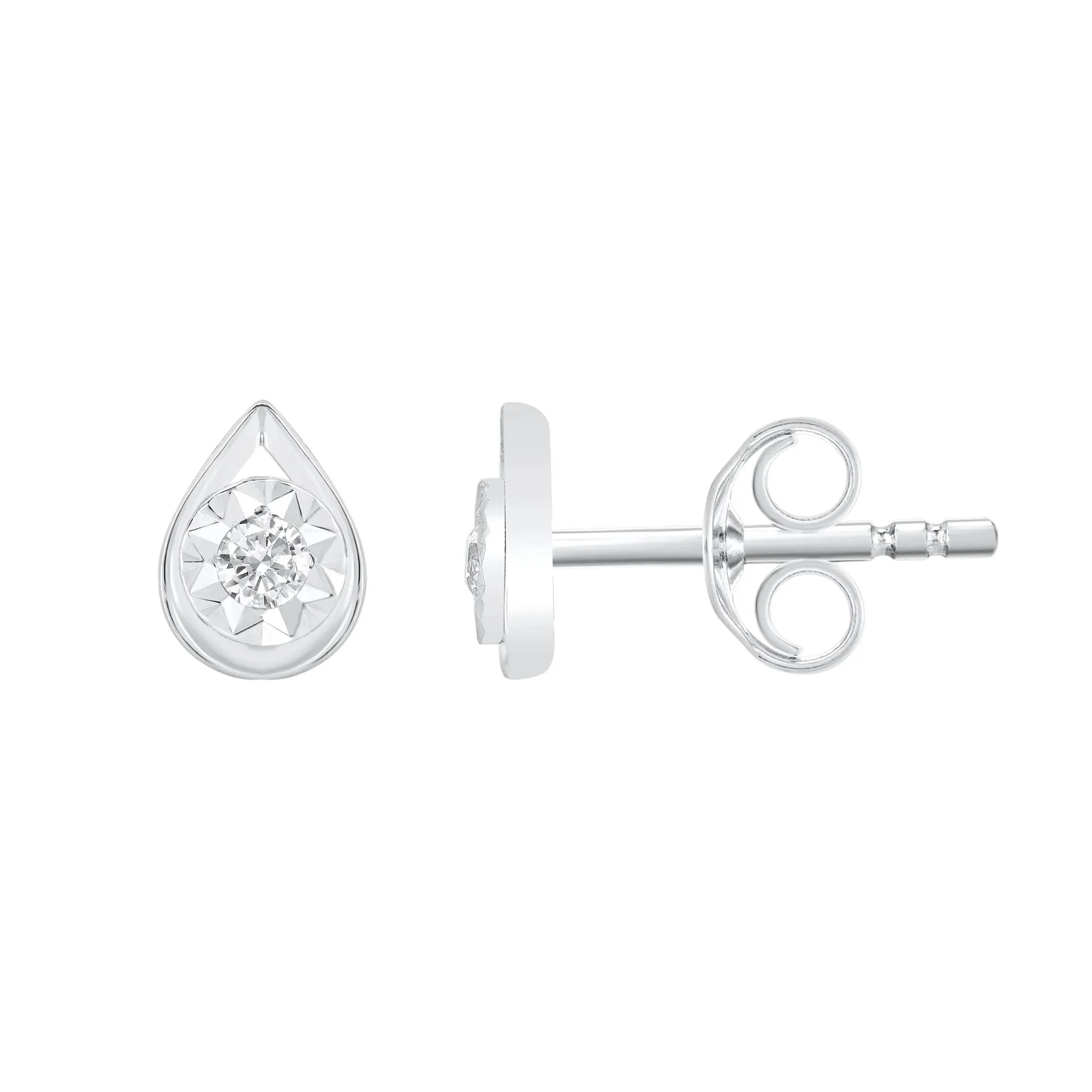 1/5 CT. Tw. Diamond Stud Earring Three-Pair Set .925 Sterling Silver White - Image 3