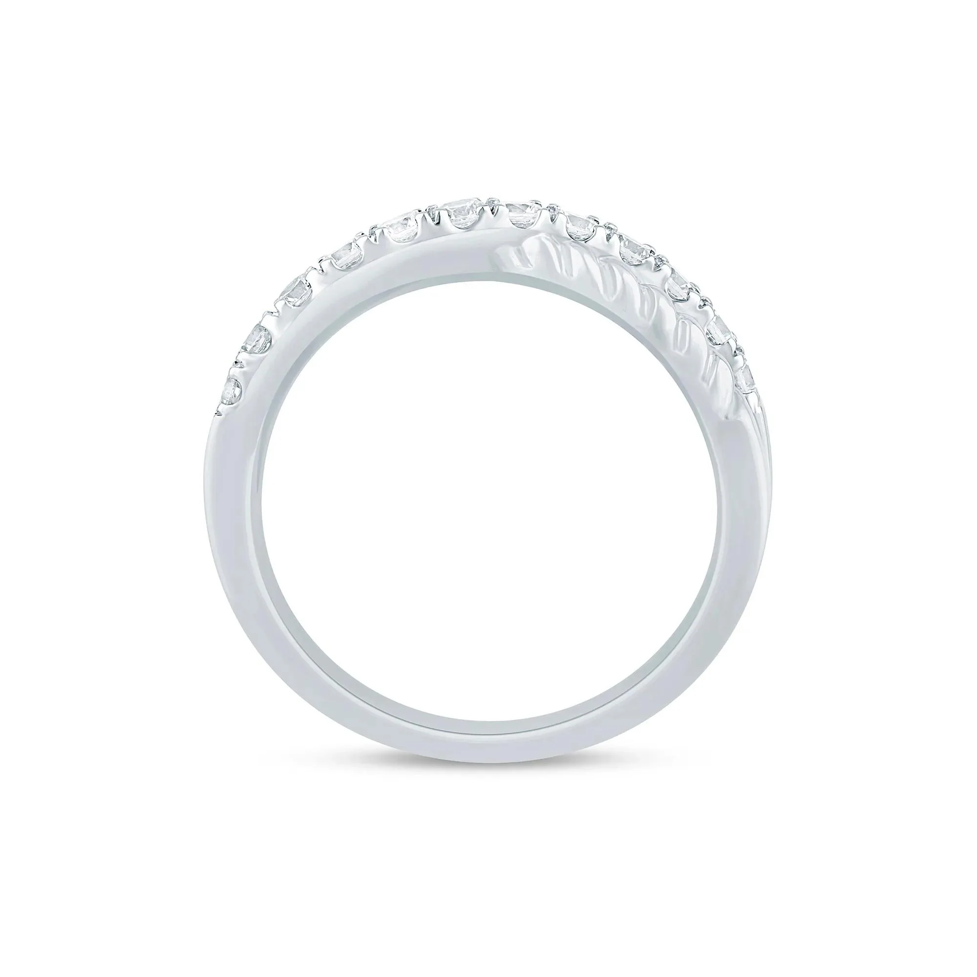 1/2 CT. Tw. Lab Grown Diamond Twist Band Ring 14K White Gold Size 7.5 2mm - Image 2