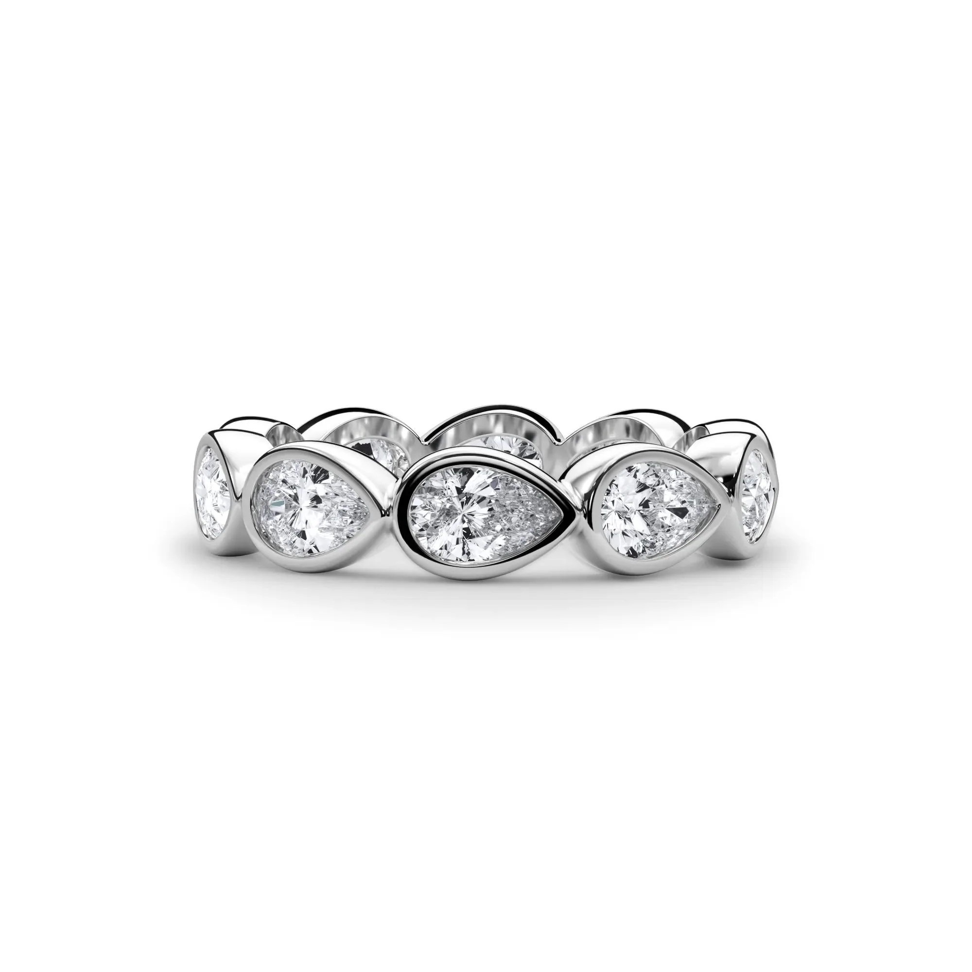 2 1/4 CT. Tw. Lab Grown Diamond Bezel-Set Eternity Band Ring 14K White Gold Size 4 3mm