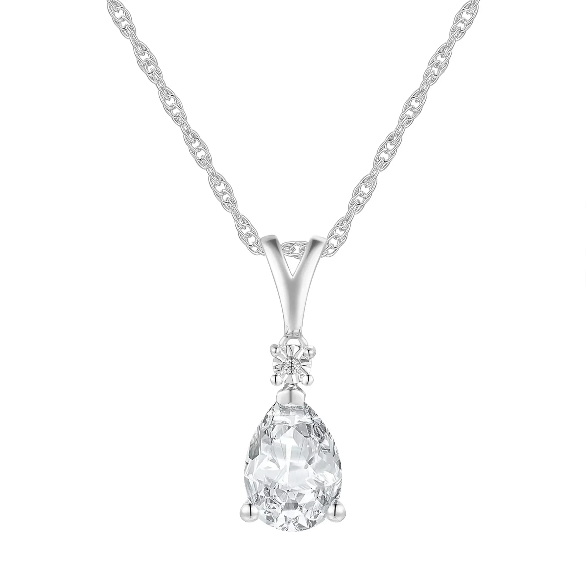 Lab-Created White Sapphire & Diamond Accent Pendant Necklace & Earrings Boxed Set 10K White Gold Size 18" - Image 4
