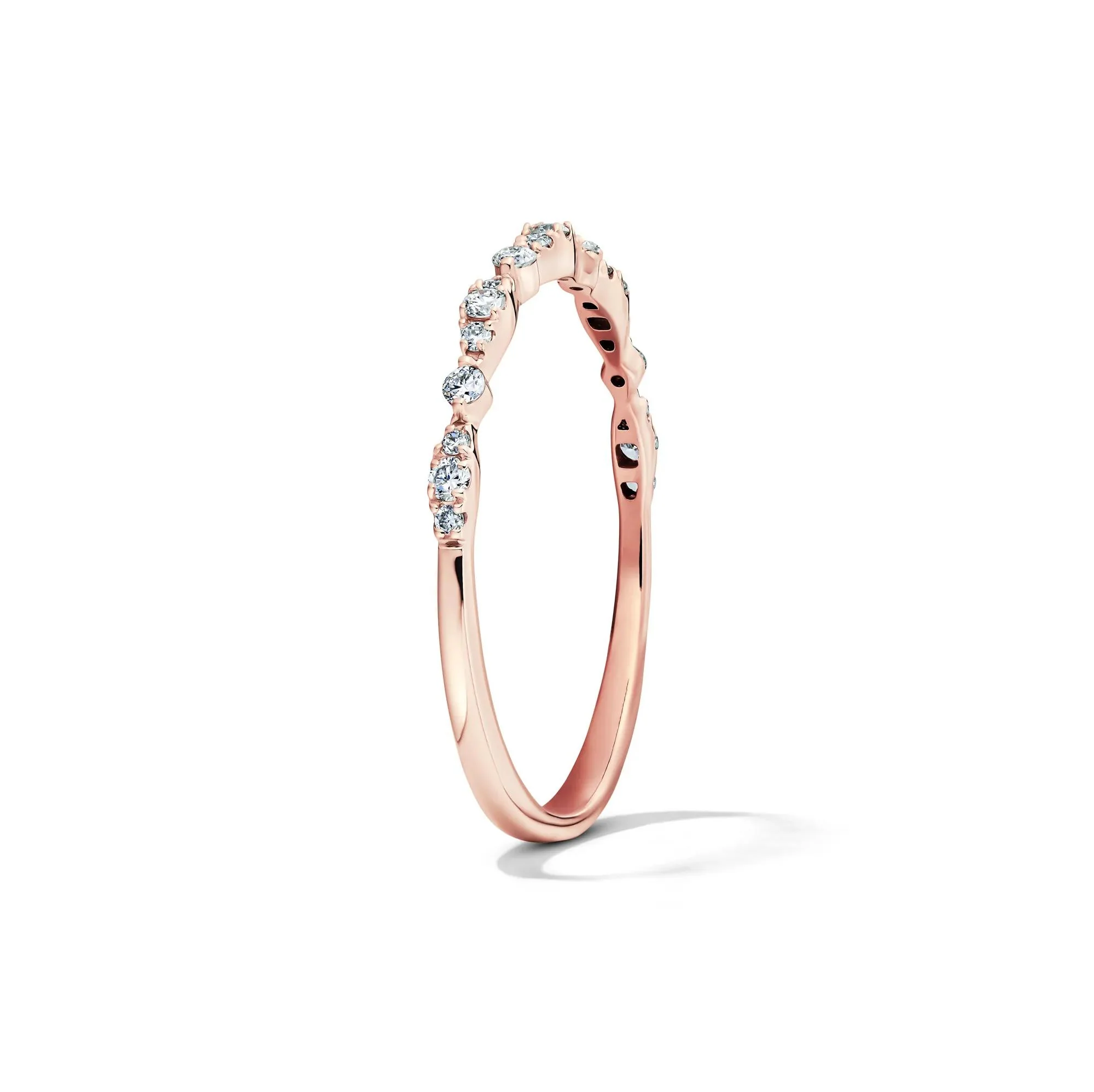 1/7 CT. Tw. Lab Grown Diamond Stack Band Ring 10K Rose Gold Size 6.5 1.5mm - Image 3